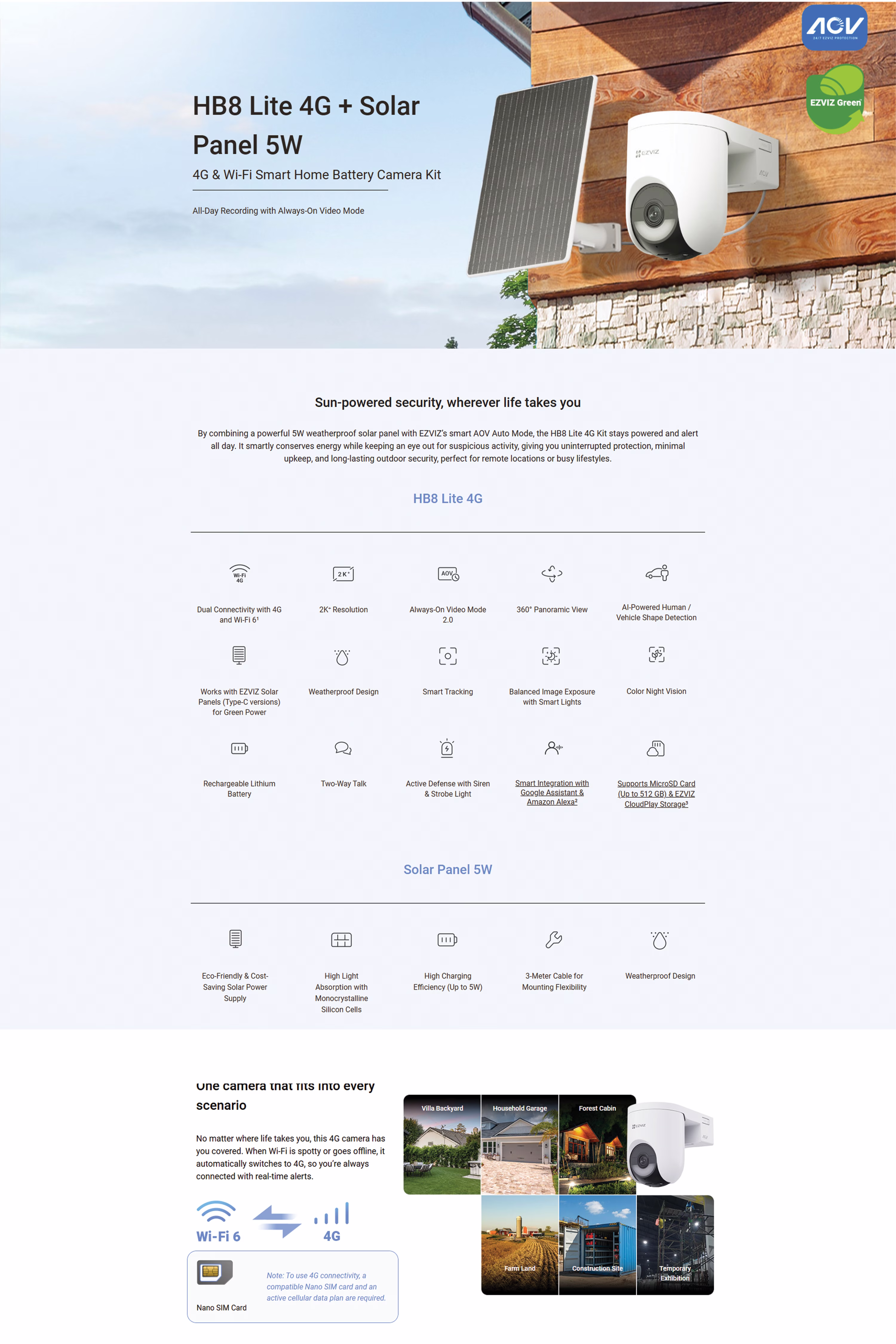EZVIZHB8LITE4GANDWIFISMARTBATTERYSECURITYCAMERAKIT4MP2KRESOLUTION360DEGREEPANANDTILTCOVERAGEINCLUDES5WSOLARPANELANDUSBTYPECPRODUCTOVERVIEWIMAGE