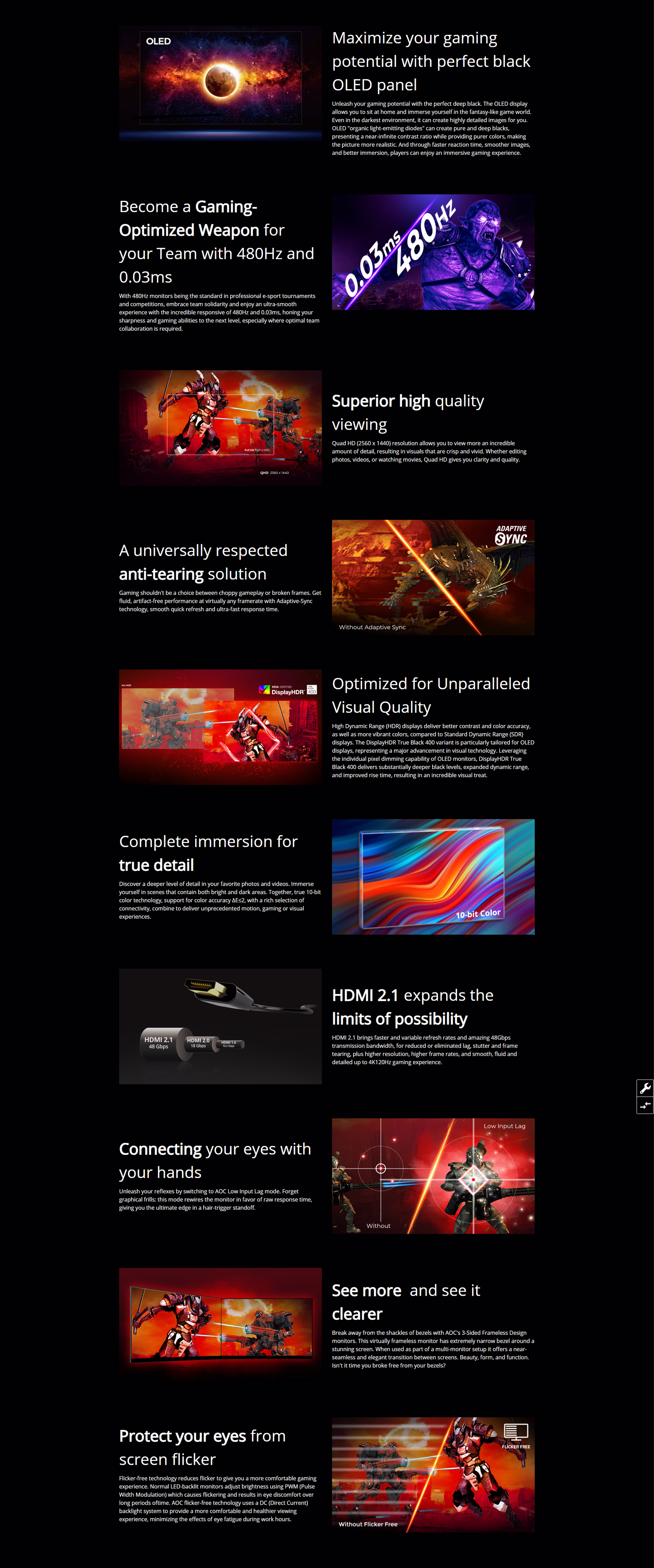 AOC AGON Pro AG276QKD 480Hz OLED Gaming Monitor  0.03ms GtG