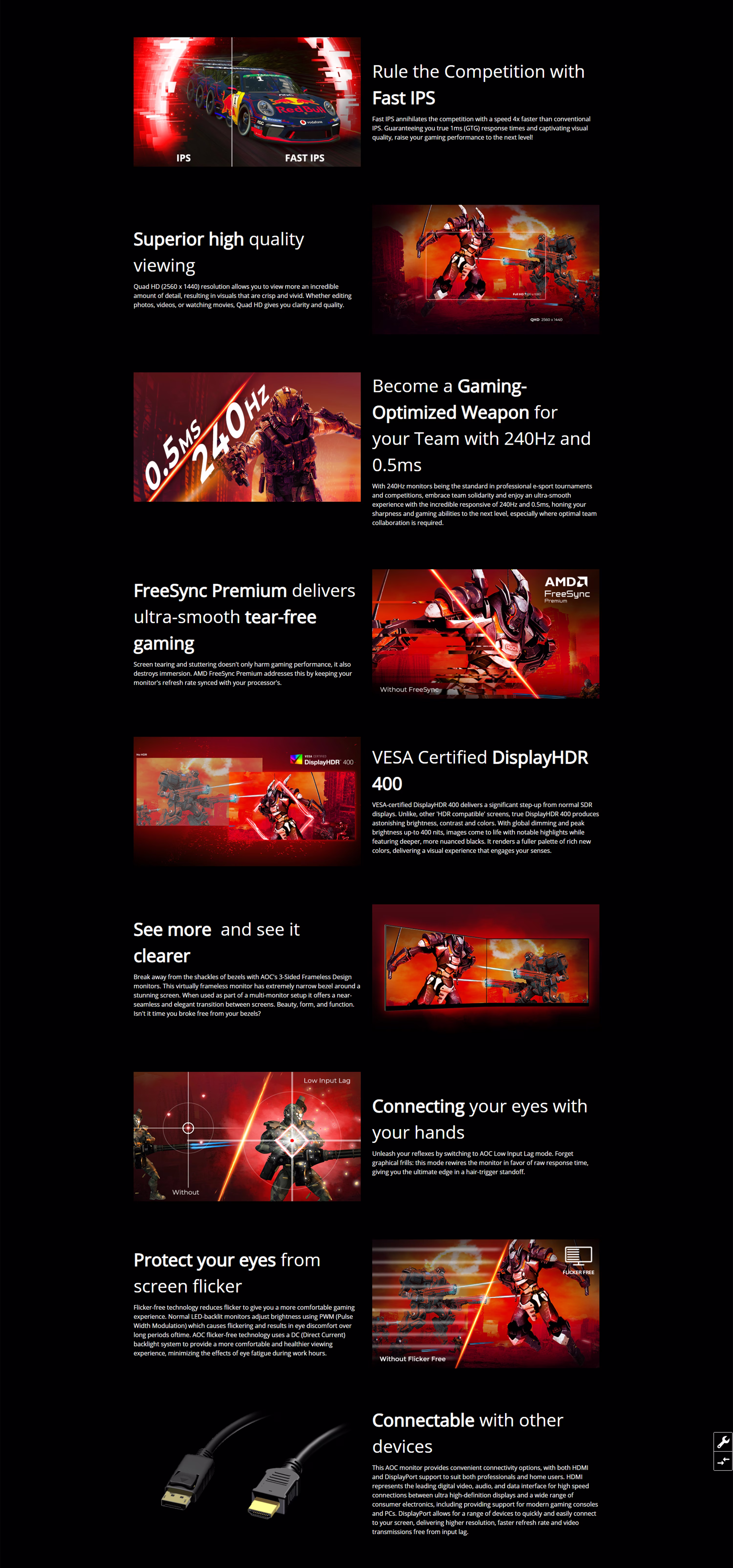 AOC Q27G3ZE 27 240Hz QHD Gaming Monito