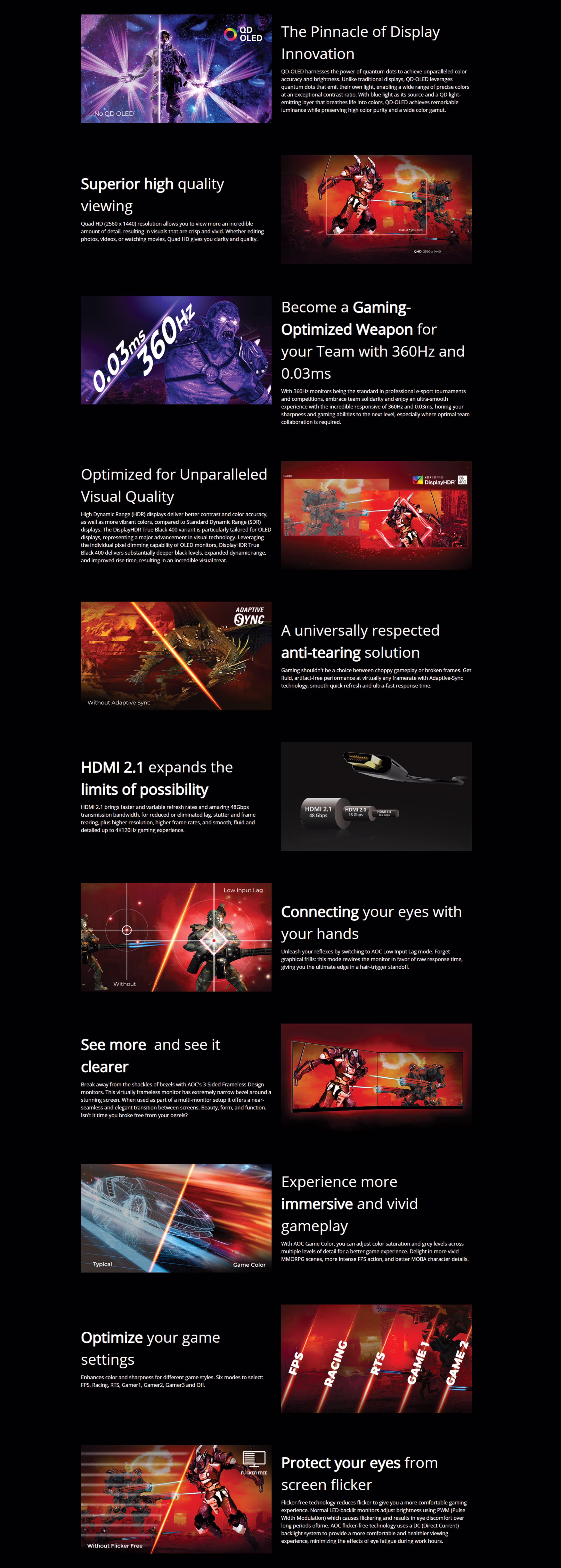 AOC Q27G4SD 27 inch 2K QD-OLED gaming monitor in black and red featuring a 360Hz refresh rate.