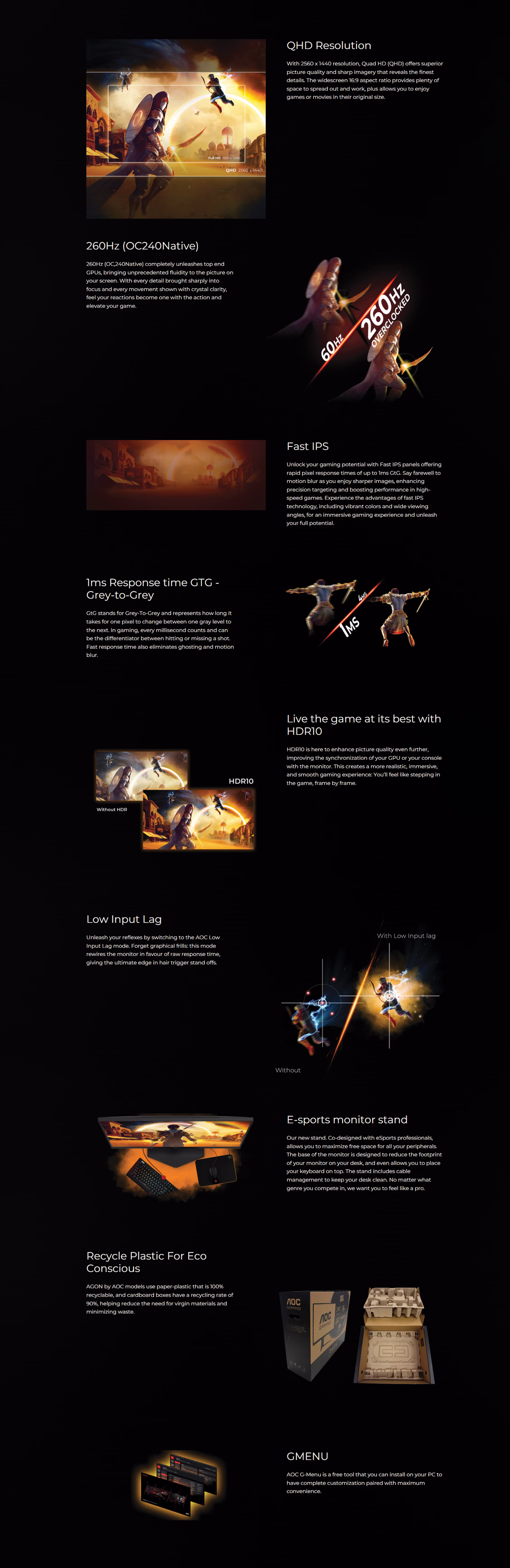 AOCQ27G42ZE7127INCH260HZOC1MSGTG2K25601440QHDFASTIPSGSYNCCOMPATIBLEGAMINGMONITOR6973985233272UAEOBTOVERVIEWIMAGE