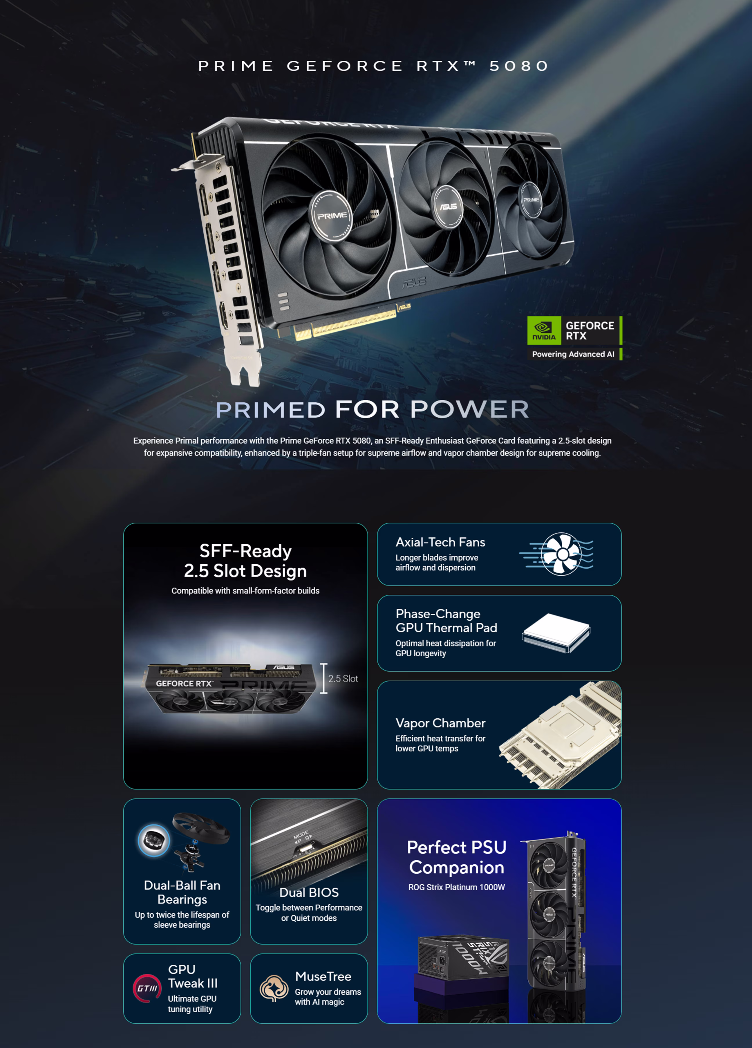 ASUS PRIME GeForce RTX 5080 16GB GDDR7 OC Edition Graphics card