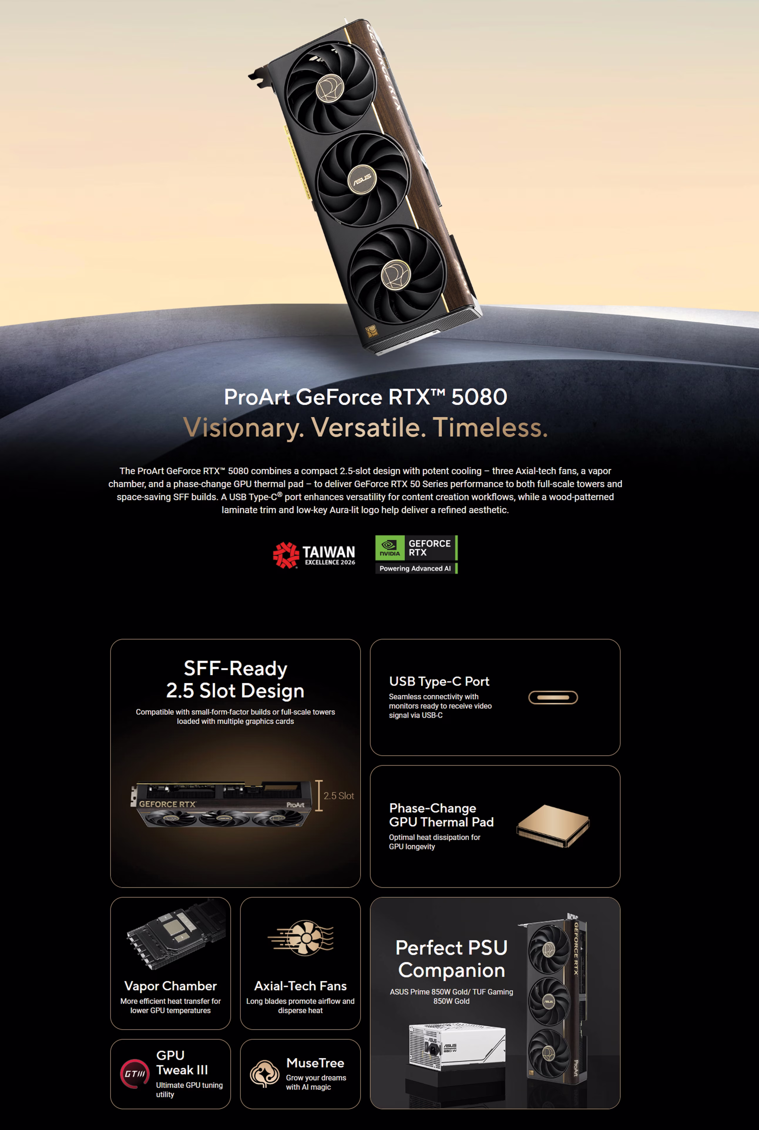 ASUS ProArt RTX 5080 16GB GDDR7 OC Edition OVERVIEW IMAGE