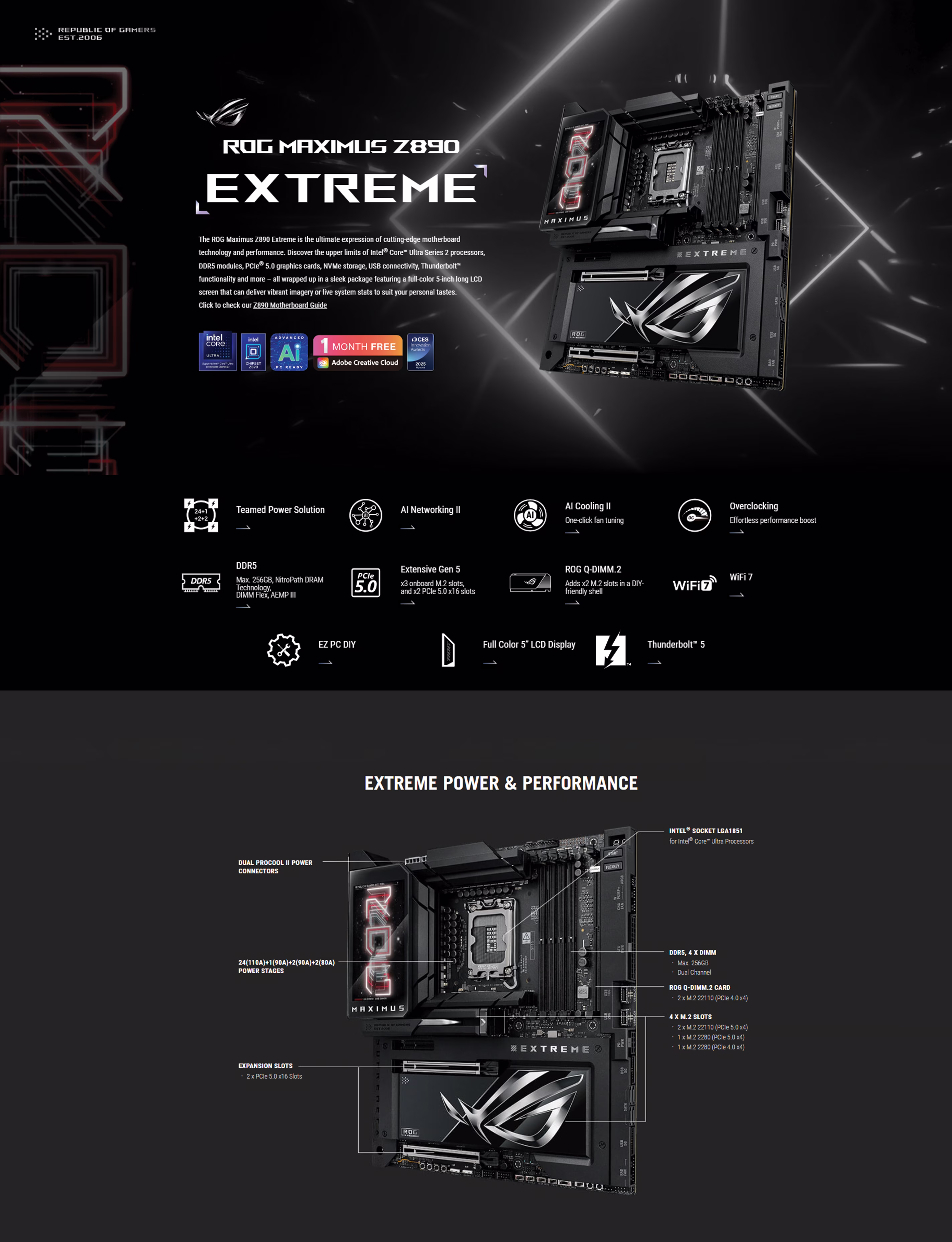 ASUS ROG Maximus Z890 Extreme LGA 1851 ATX Motherboard overview image