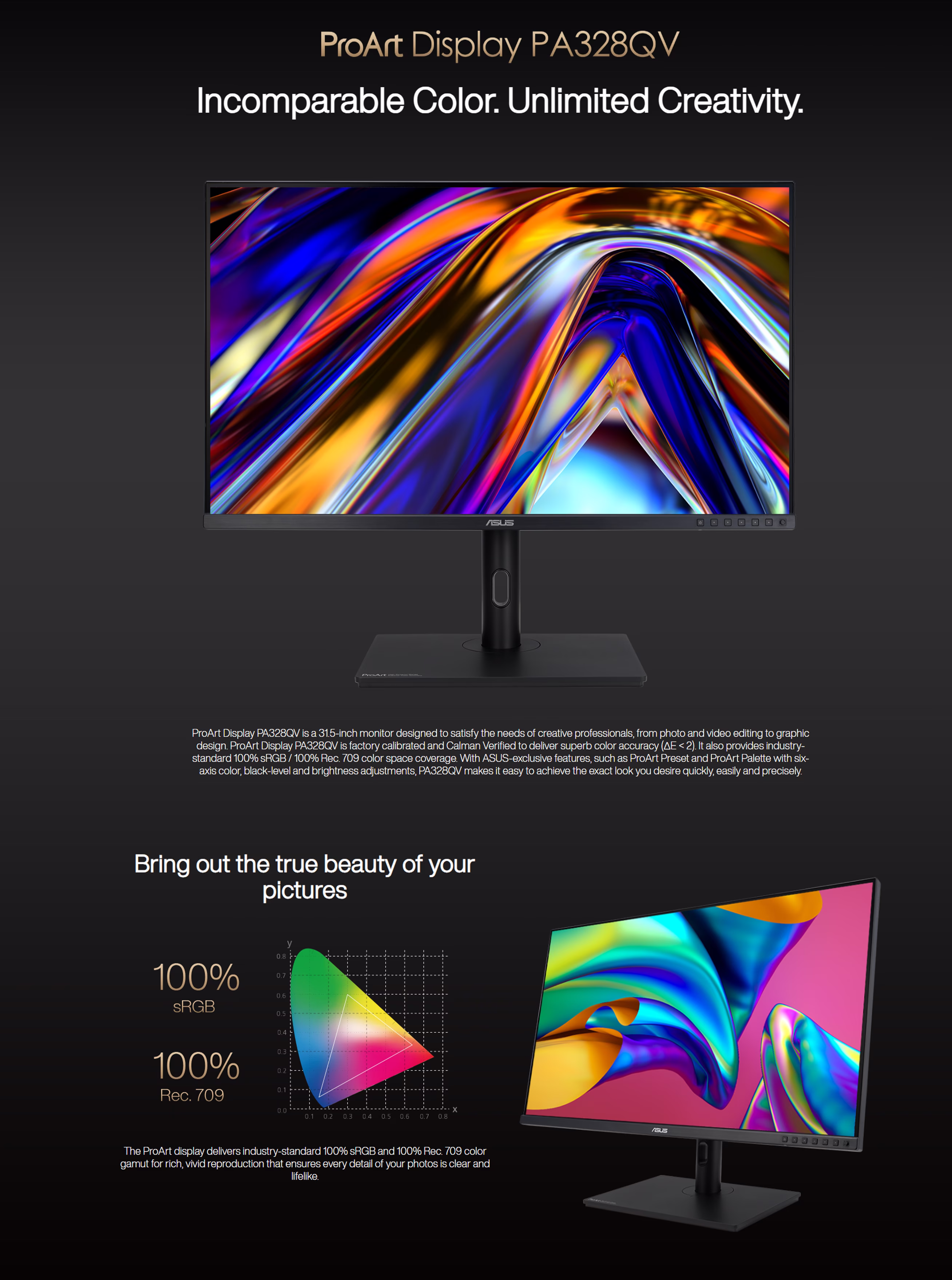 Asus ProArt PA328QV-AE 31.5'' WQHD IPS Monitor, Black 