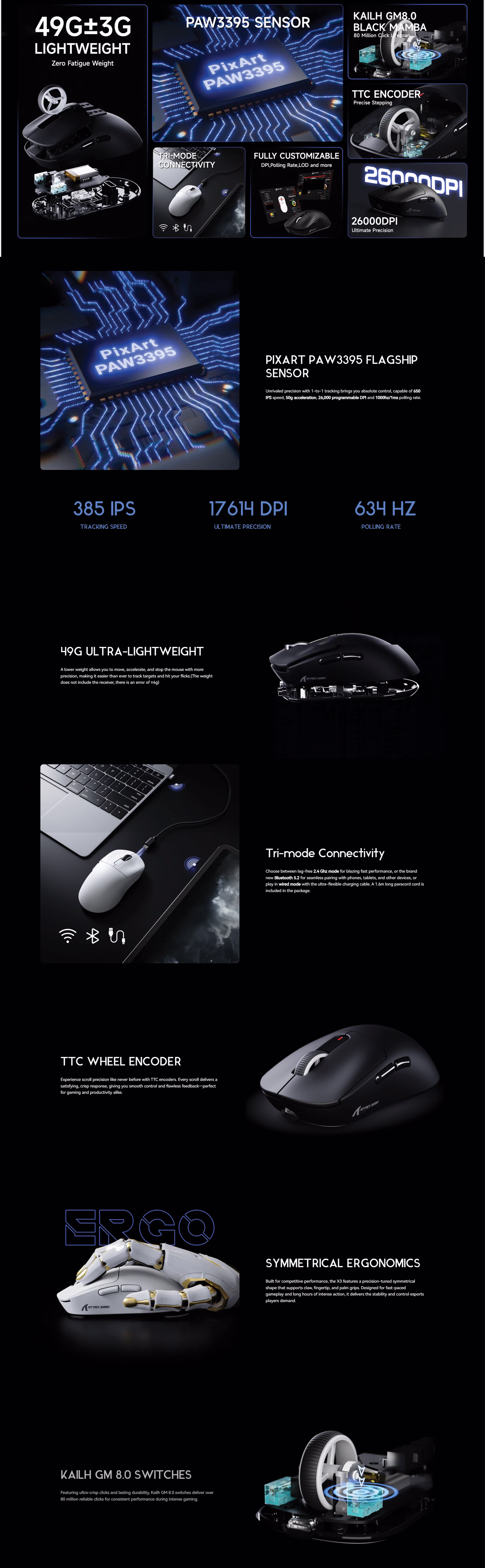 Attack Shark X3 Berry Red wireless gaming mouse 26000 DPI tri-mode wired 2.4GHz Bluetooth 5.4 RGB ergonomic right-handed distinctive warm-toned competitive gaming mouse