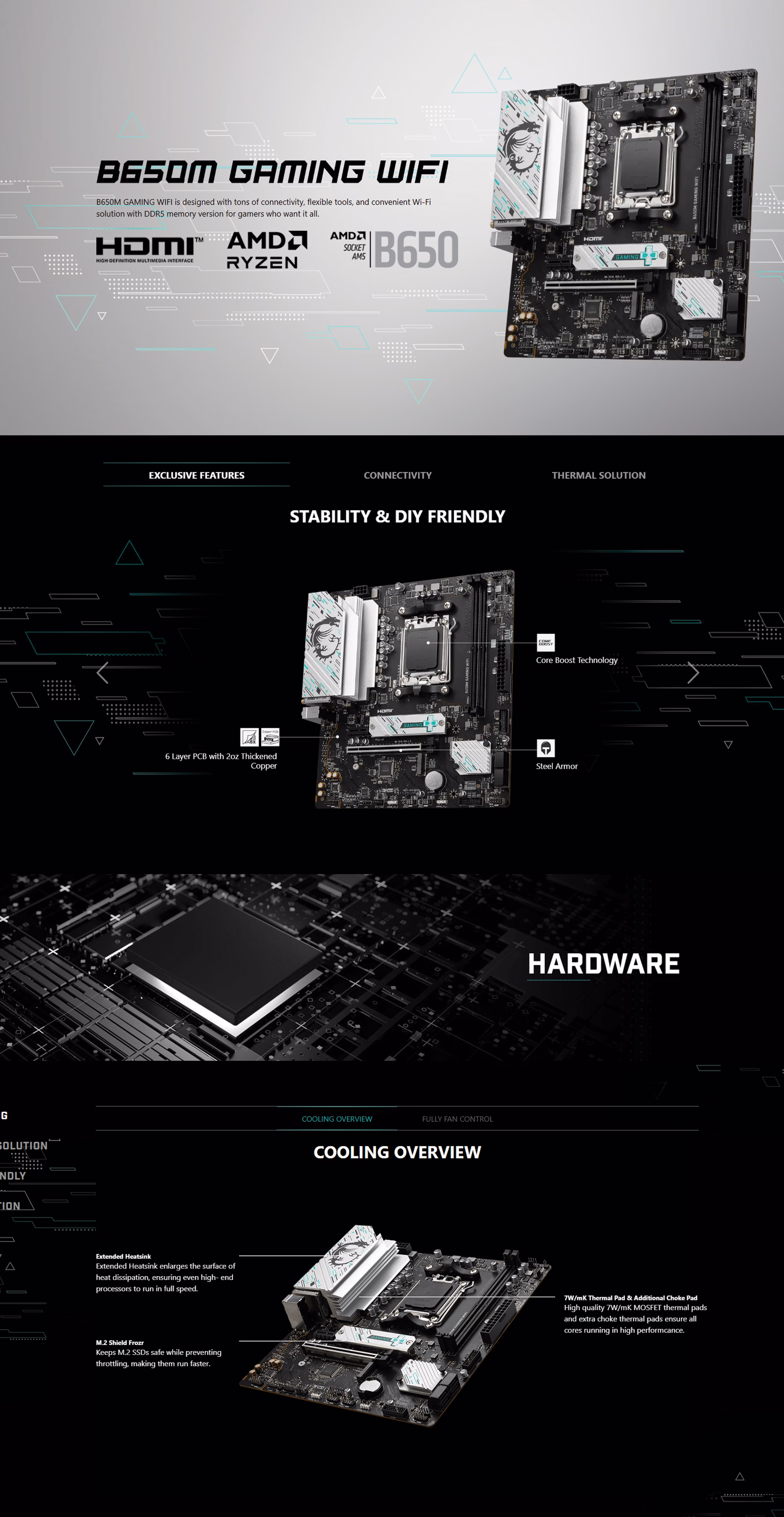 Full shot of the motherboard showing the sleek black aesthetic and mATX layout.