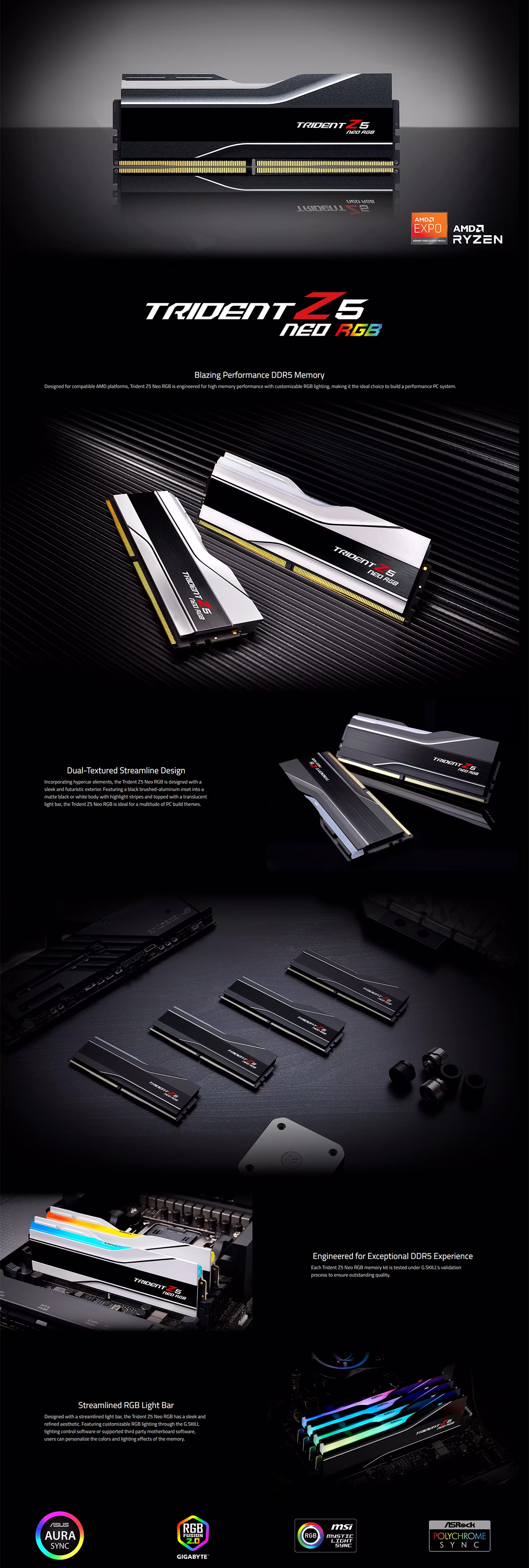 G.Skill Trident Z5 NEO RGB 64GB Dual Channel DDR5 6000 Desktop Memory Kit in Black