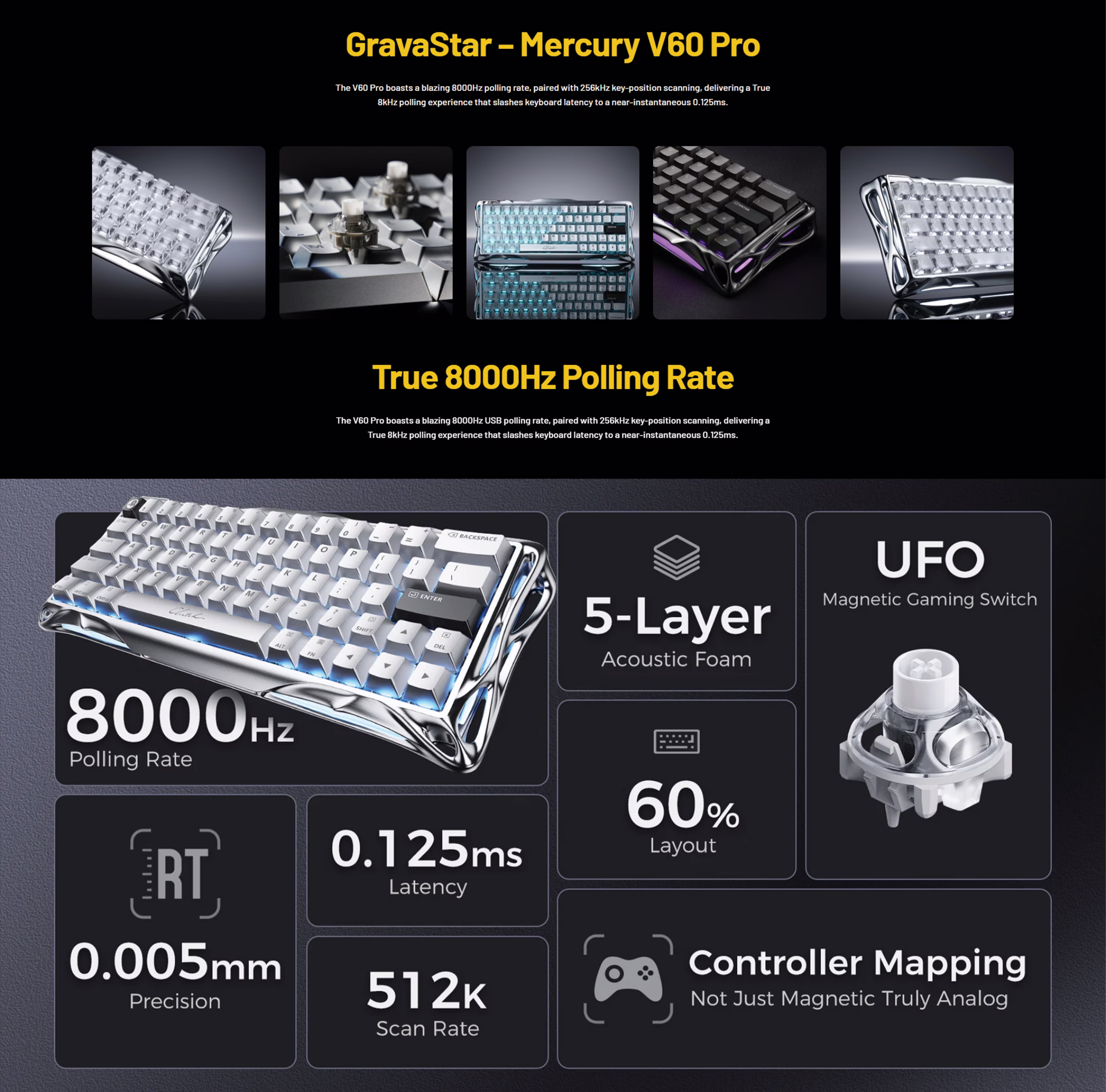 GravaStar Mercury V60 Pro Deluxe | 8K Polling 0.125ms