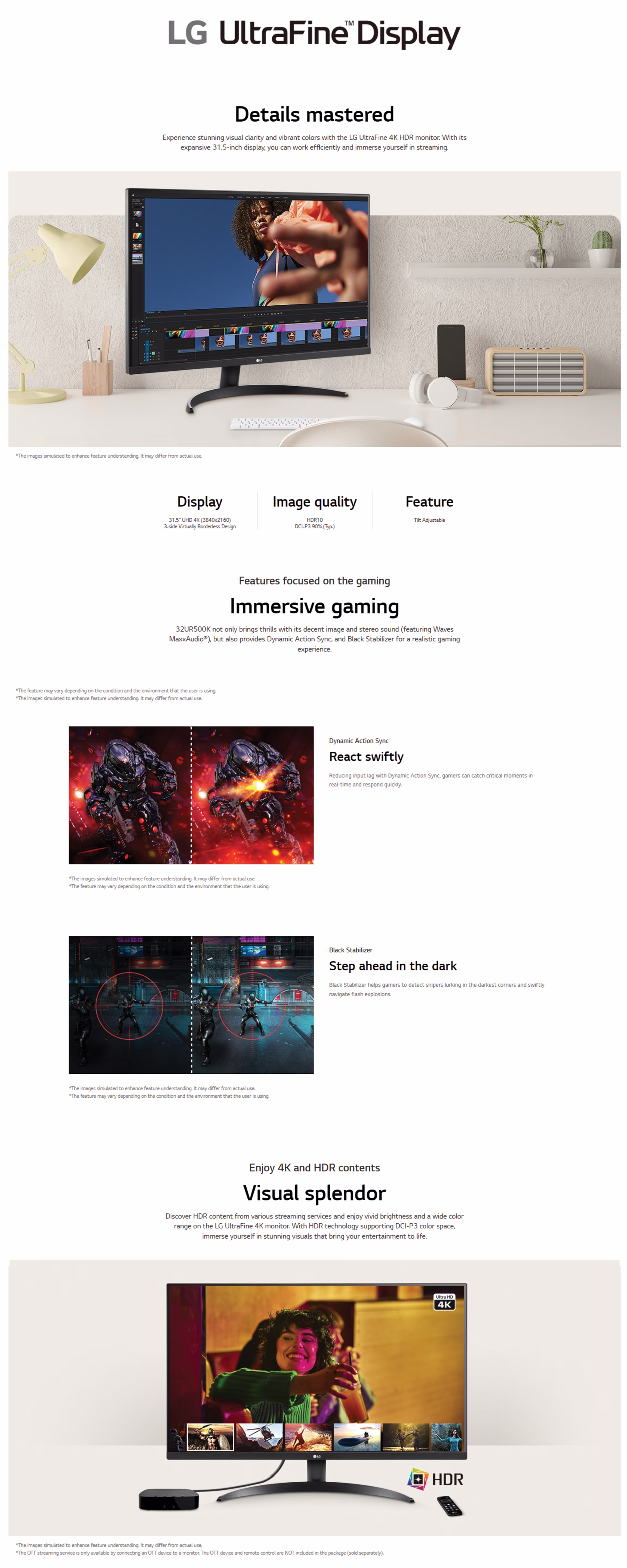 LGULTRAFINEDISPLAY32UR500KB31POINT5INCH4KUHD3840X2160HDR10BUILTINSPEAKERGAMINGMONITORDCIP390PERCENTWAVESMAXXAUDIODYNAMICACTIONSYNCBLACKSTABILIZERONECLICKSTAND8806096395103UAEOBTPRODUCTOVERVIEW