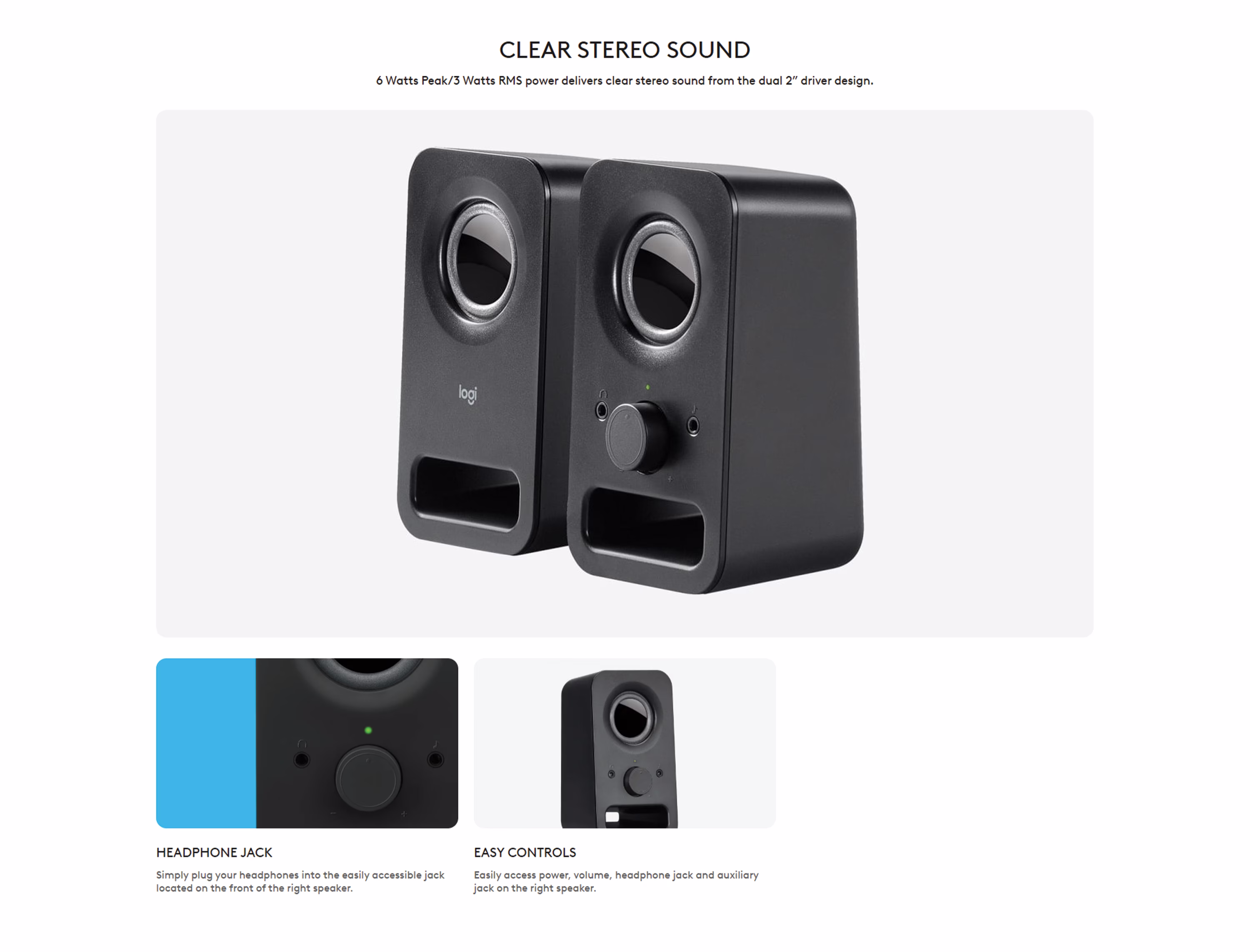 LOGITECHZ1506WCLEARSTEREOSOUNDWHITESPEAKER980000815WITHHEADPHONEJACK5099206048799UAE