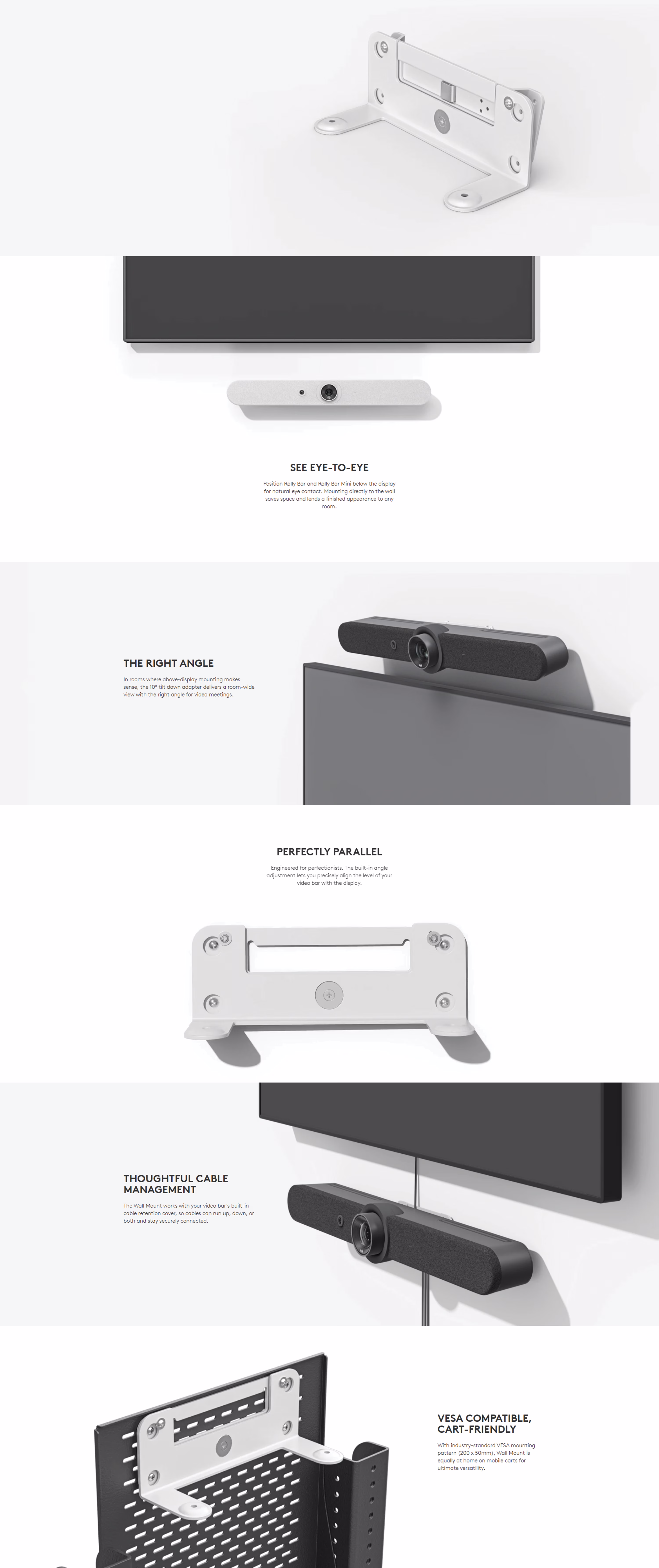 Logitech Rally Wall Mount for Video Bars. Designed specifically for the Logitech Rally Bar and Rally Bar Mini