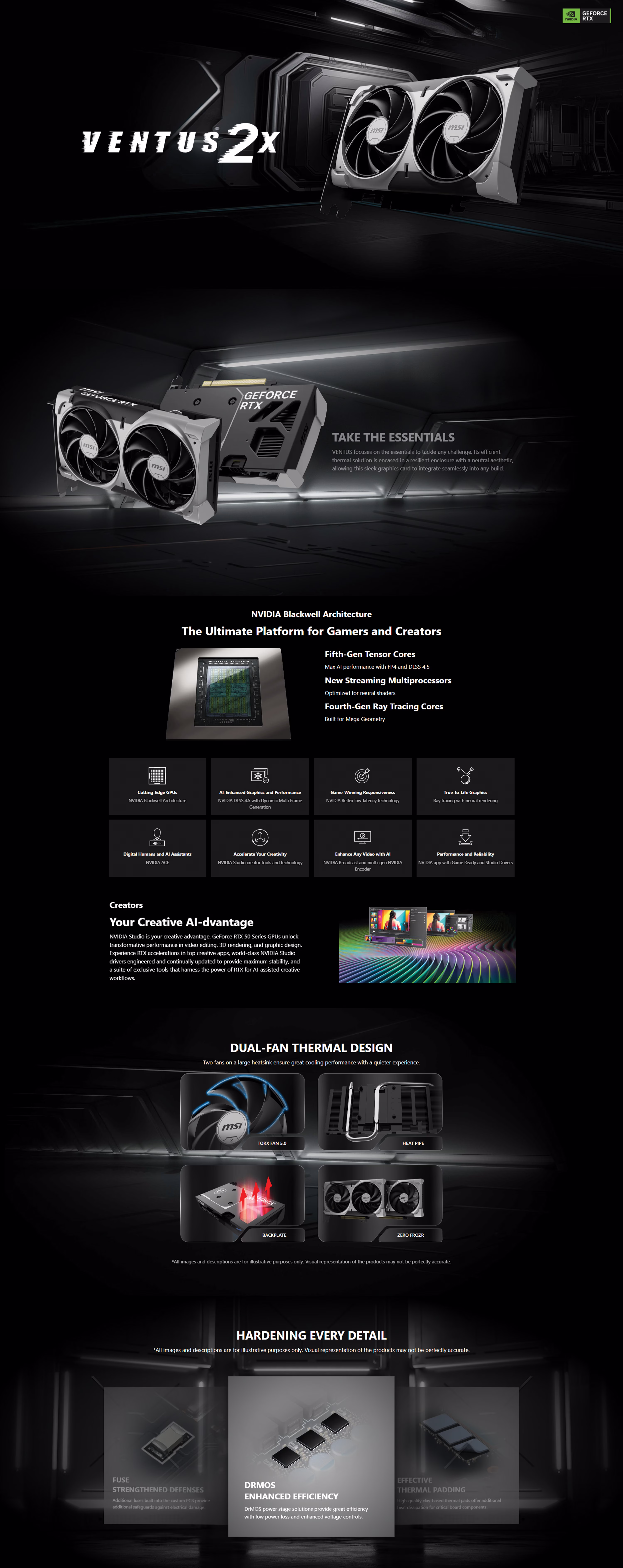 MSI GeForce RTX 5050 Ventus 2X OC 8GB GDDR6 dual fan TORX Fan 5.0 black compact Blackwell gaming graphics card DLSS 4 factory overclocked 912-V538-010