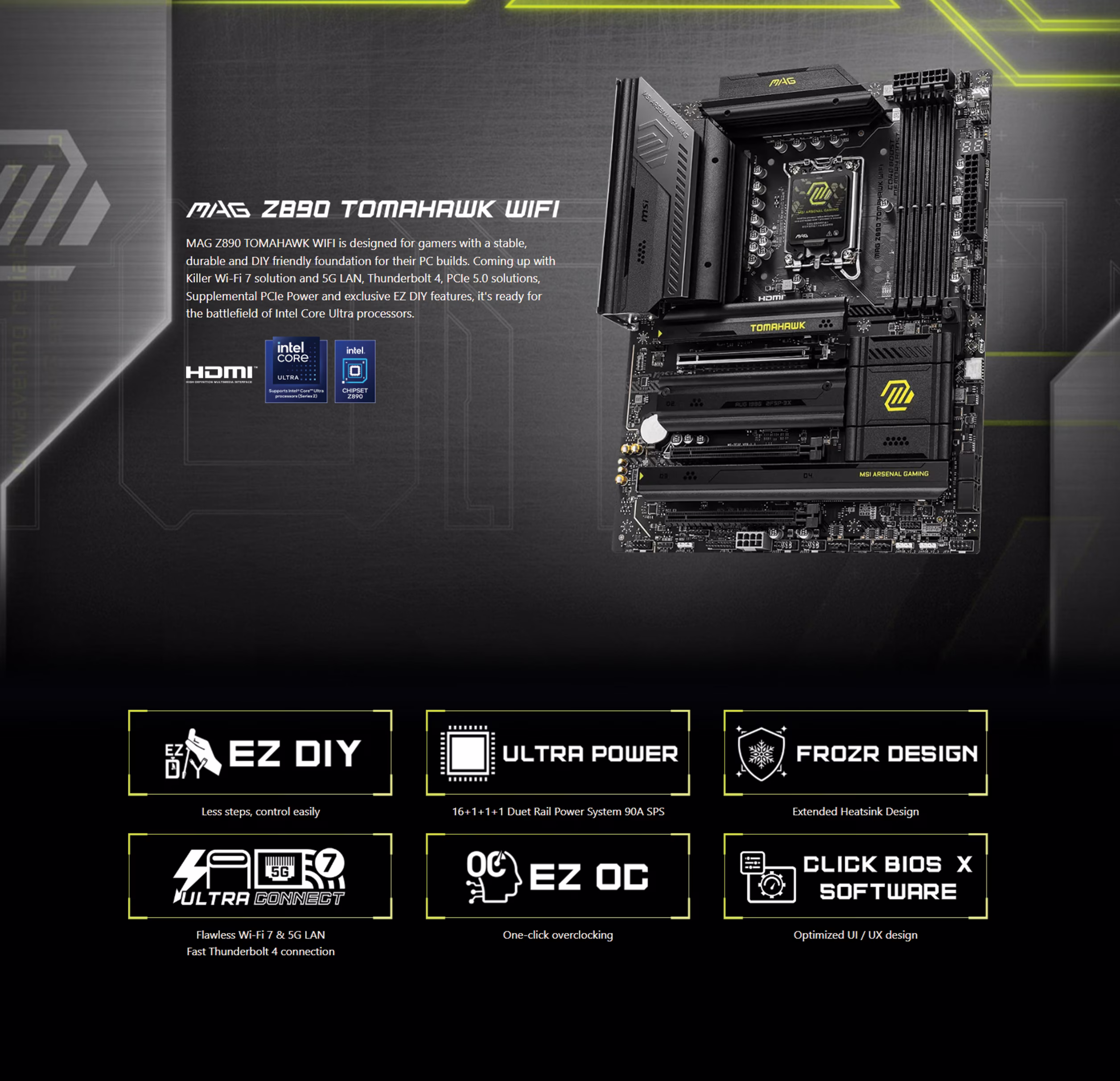 MSI MAG Z890 TOMAHAWK WIFI Motherboard OVERVIEW IMAGE 