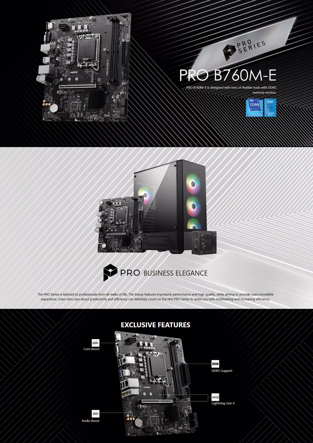 MSI PRO B760M-E Intel LGA 1700 mATX Motherboard OVERVIEW IMAGE