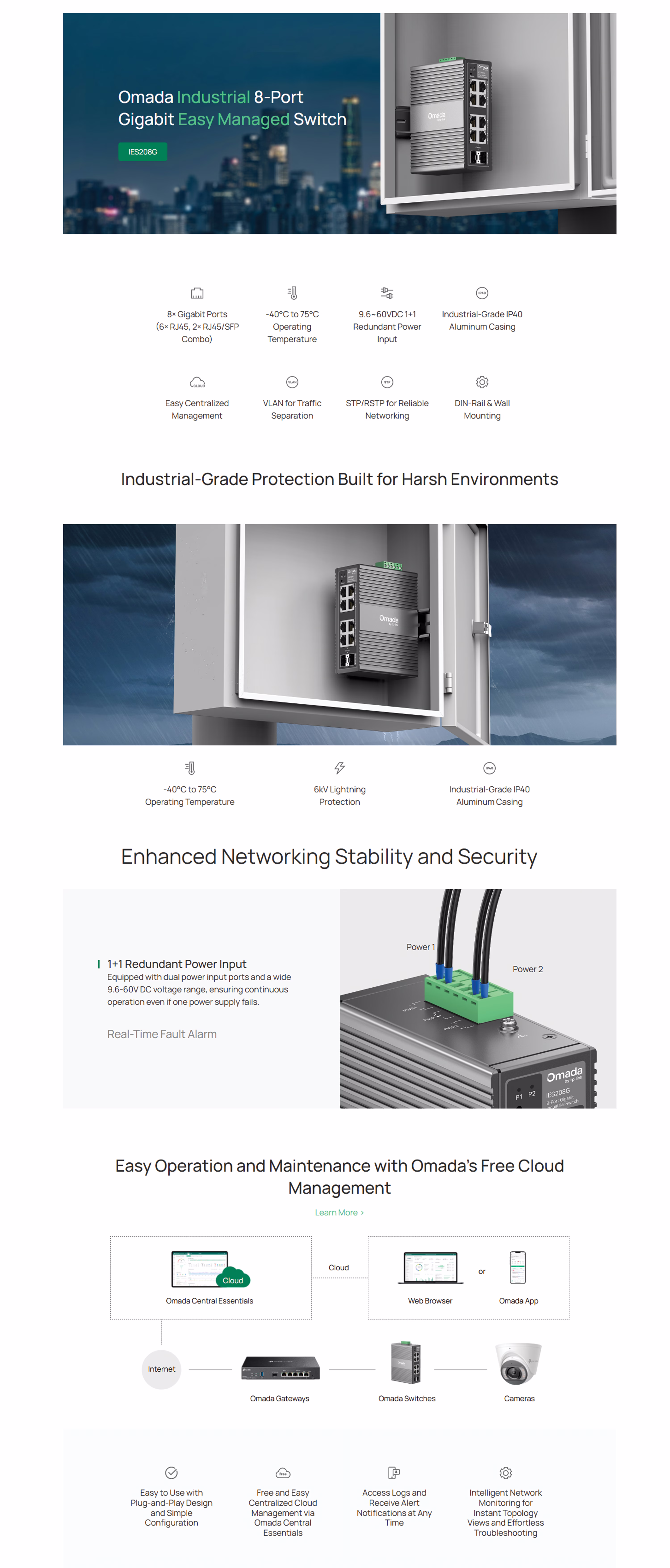 TP-Link Omada IES208G Industrial 8-Port Gigabit Easy Managed Switch OVERVIEW IMAGE