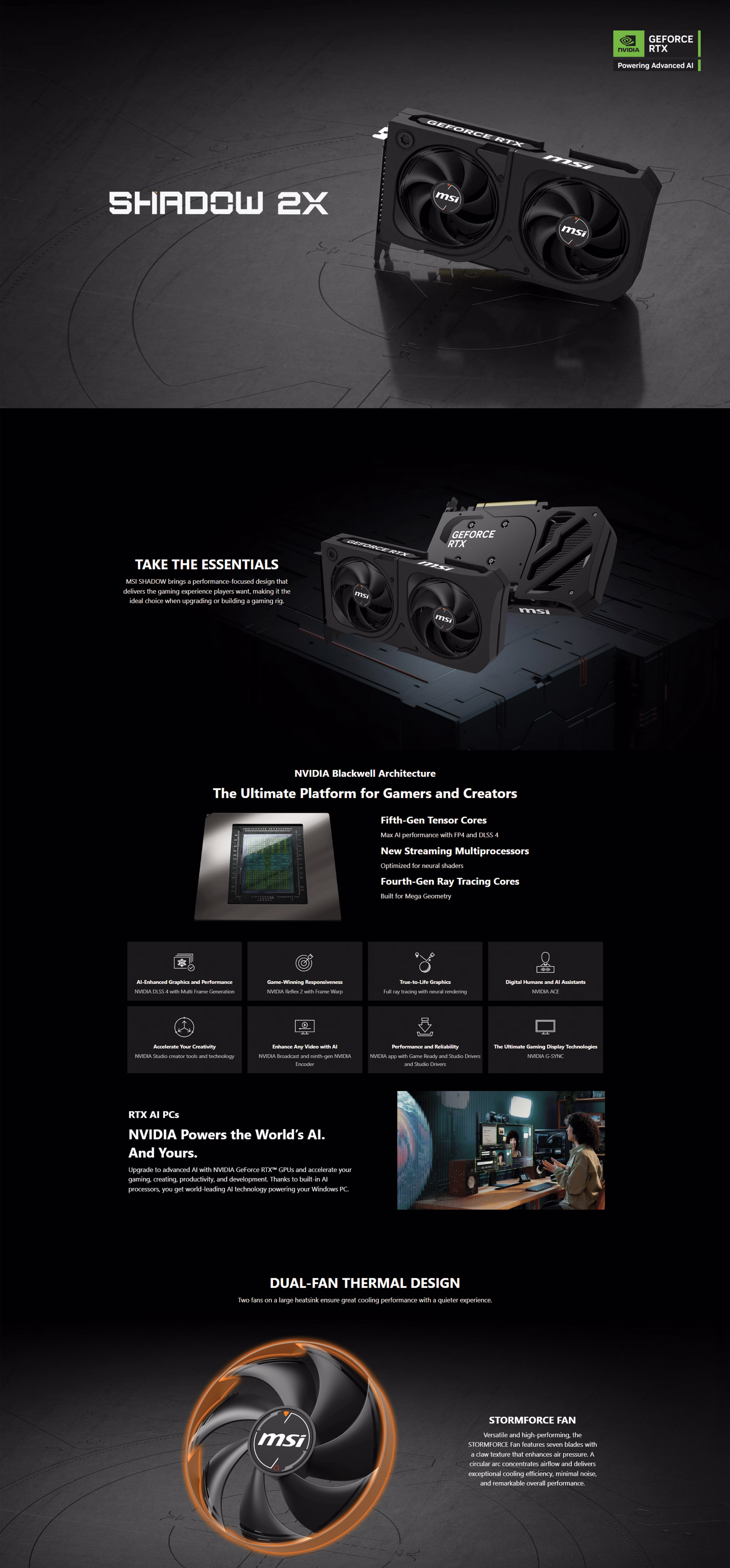The MSI GeForce RTX 5060 Ti SHADOW 2X OC PLUS PRODUCT OVERVIEW IMAGE 