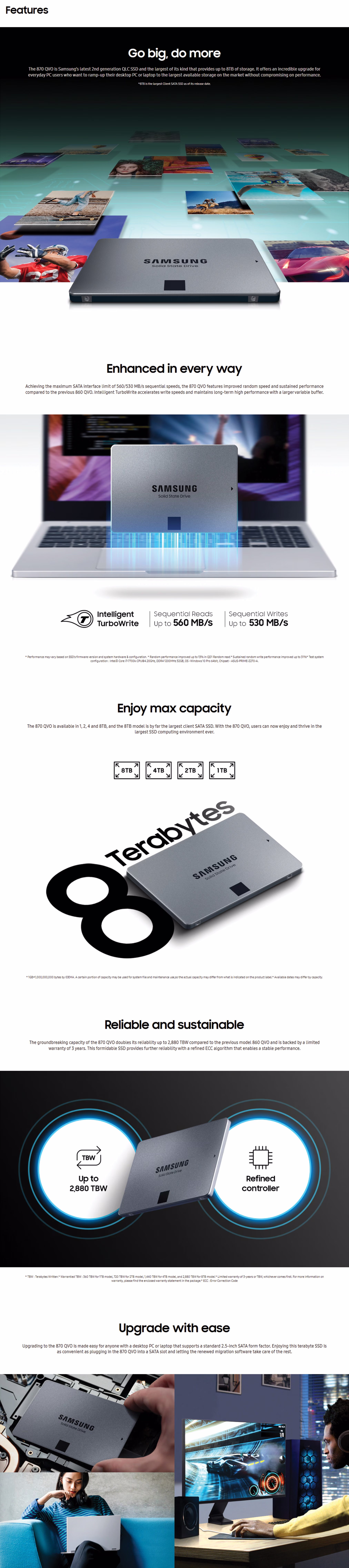 The Samsung 870 QVO 8TB (MZ-77Q8T0) is a colossal, high-performance 2.5-inch SATA III Overview