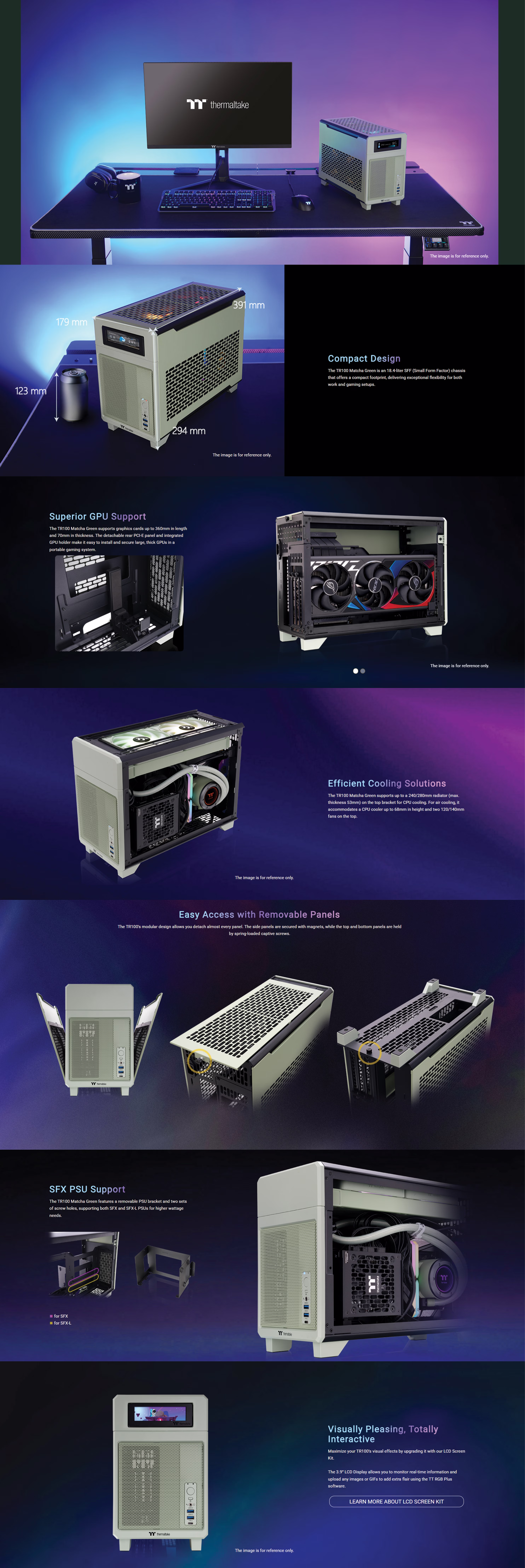 Thermaltake TR100 Matcha Green Mini-ITX PC case SPCC steel unique color edition compact lifestyle gaming chassis CA-11A-00SENN-00