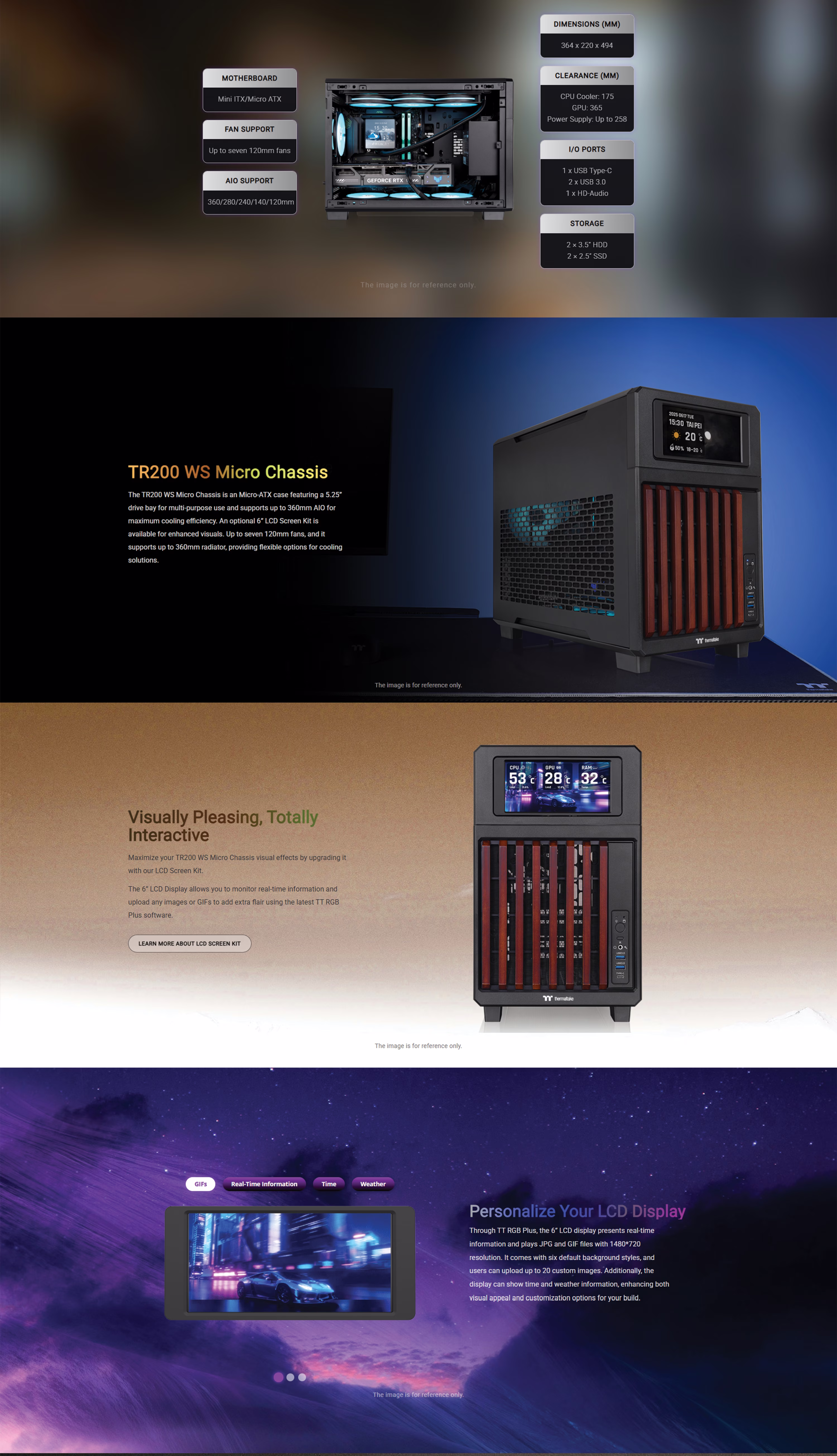 Thermaltake TR200 WS Micro ATX PC case in black featuring a wood front trim and side mesh panels.