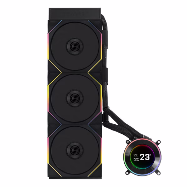 Lian Li Hydroshift II LCD-C 360TL Black 360mm AIO Liquid Cooler, 3x UNI FAN TL Wireless, 2.1 inch IPS 60Hz LCD screen, Three control modes, Hidden cable design, Side-mounted water tubes | GHS2LCD36TB thumbnail 2