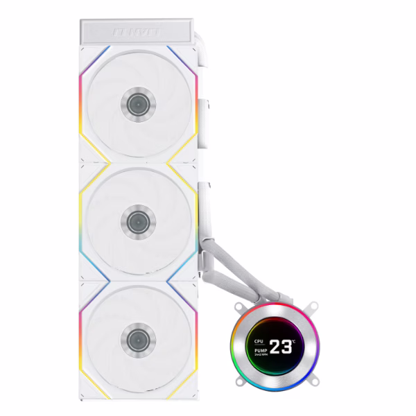 Lian Li Hydroshift II LCD-C 360TL White 360mm AIO Liquid Cooler, 3x UNI FAN TL Wireless, 2.1??? IPS 60Hz LCD screen, Three control modes, Hidden cable design, Side-mounted water tubes | GHS2LCD36TW thumbnail 2