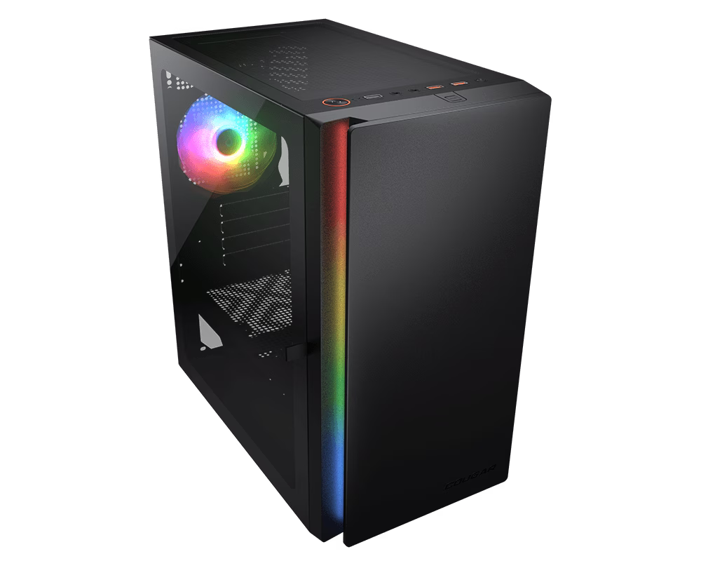  Cougar Purity RGB Mini Tower Case, 3mm Hinged Tempered Glass Panel, 1x Pre-Installed aRGB Fan, Up to 5xFan & 240mm Radiator Support, Black | 385PC40.0002 thumbnail 3