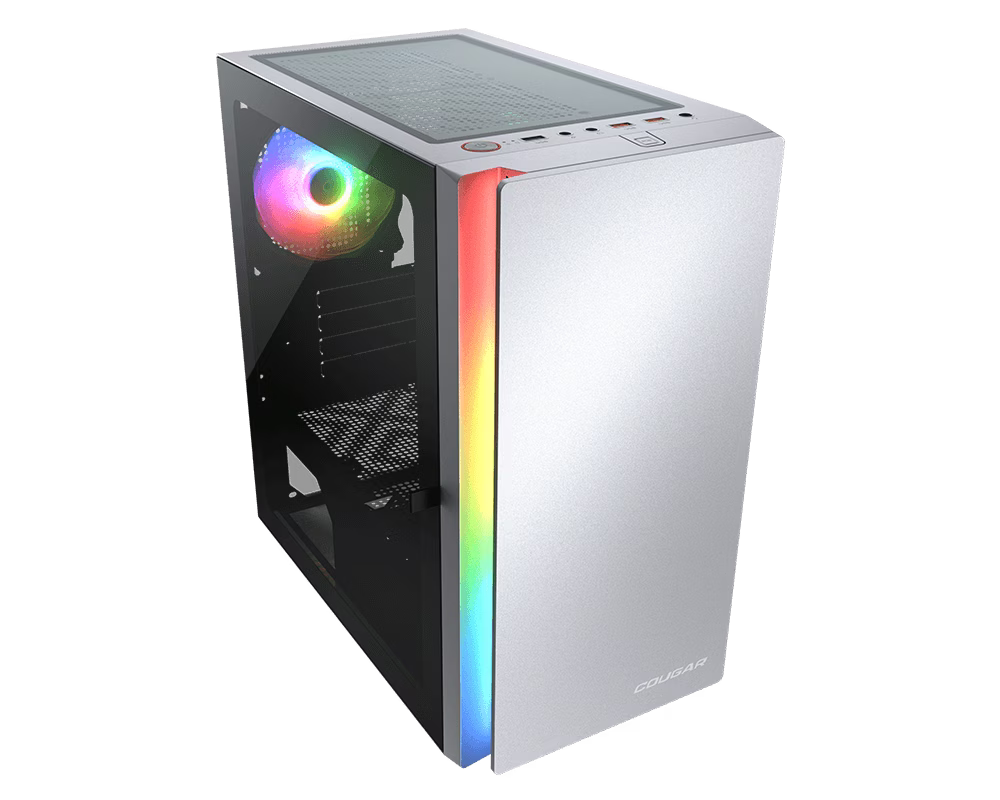 Cougar Purity RGB Mini Tower Case, 3mm Hinged Tempered Glass Panel, 1x Pre-Installed aRGB Fan, Up to 5xFan & 240mm Radiator Support, White | 385PC40.0002 thumbnail 3