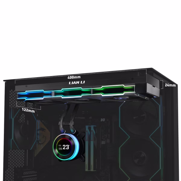 Lian Li Hydroshift II LCD-C 360TL Black 360mm AIO Liquid Cooler, 3x UNI FAN TL Wireless, 2.1 inch IPS 60Hz LCD screen, Three control modes, Hidden cable design, Side-mounted water tubes | GHS2LCD36TB thumbnail 3