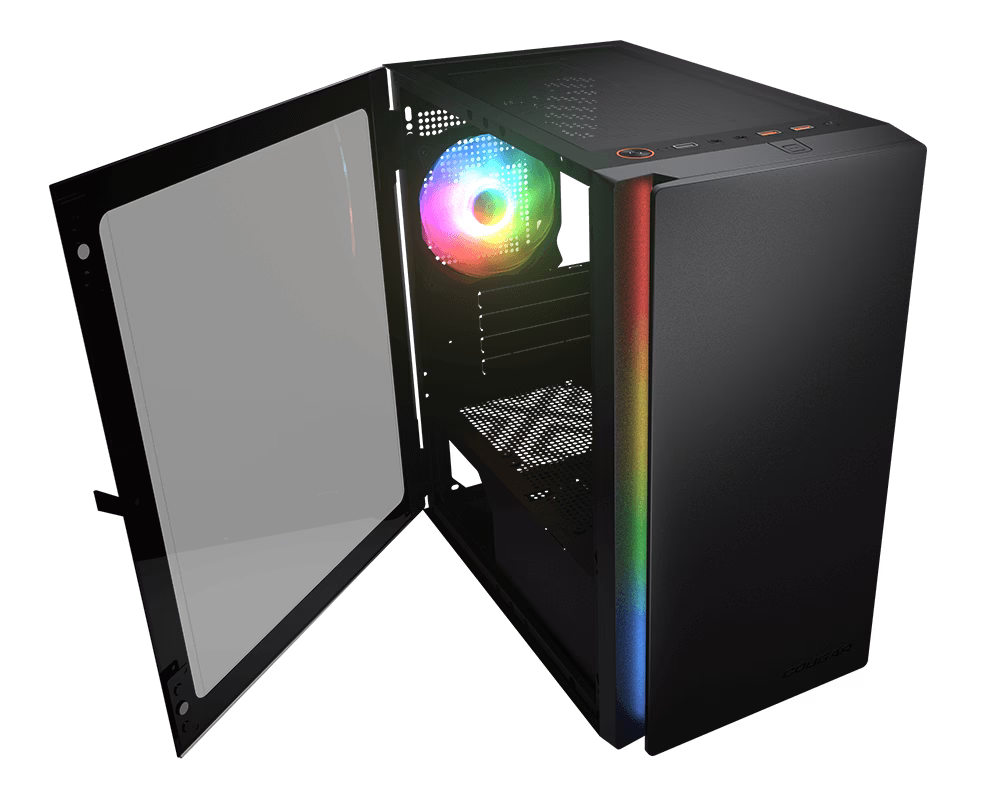  Cougar Purity RGB Mini Tower Case, 3mm Hinged Tempered Glass Panel, 1x Pre-Installed aRGB Fan, Up to 5xFan & 240mm Radiator Support, Black | 385PC40.0002 thumbnail 5