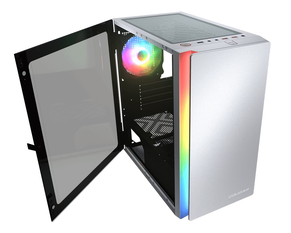 Cougar Purity RGB Mini Tower Case, 3mm Hinged Tempered Glass Panel, 1x Pre-Installed aRGB Fan, Up to 5xFan & 240mm Radiator Support, White | 385PC40.0002 thumbnail 2