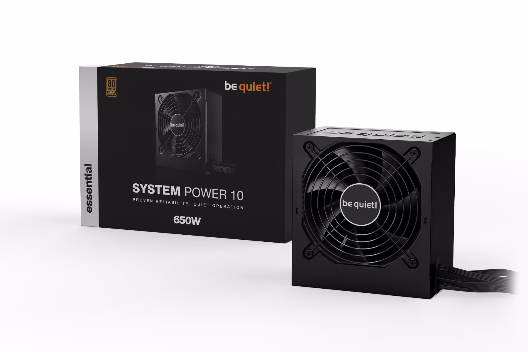 Be Quiet! System Power 10 Non-Modular Power Supply, 650W Power, 80 Plus Bronze Efficiency, 120mm Fan, DC-to-DC Technology, Active PFC, Sleeve Bearing Fan, 4-Pole Fan Motor, Black | BN328 – Buy Online