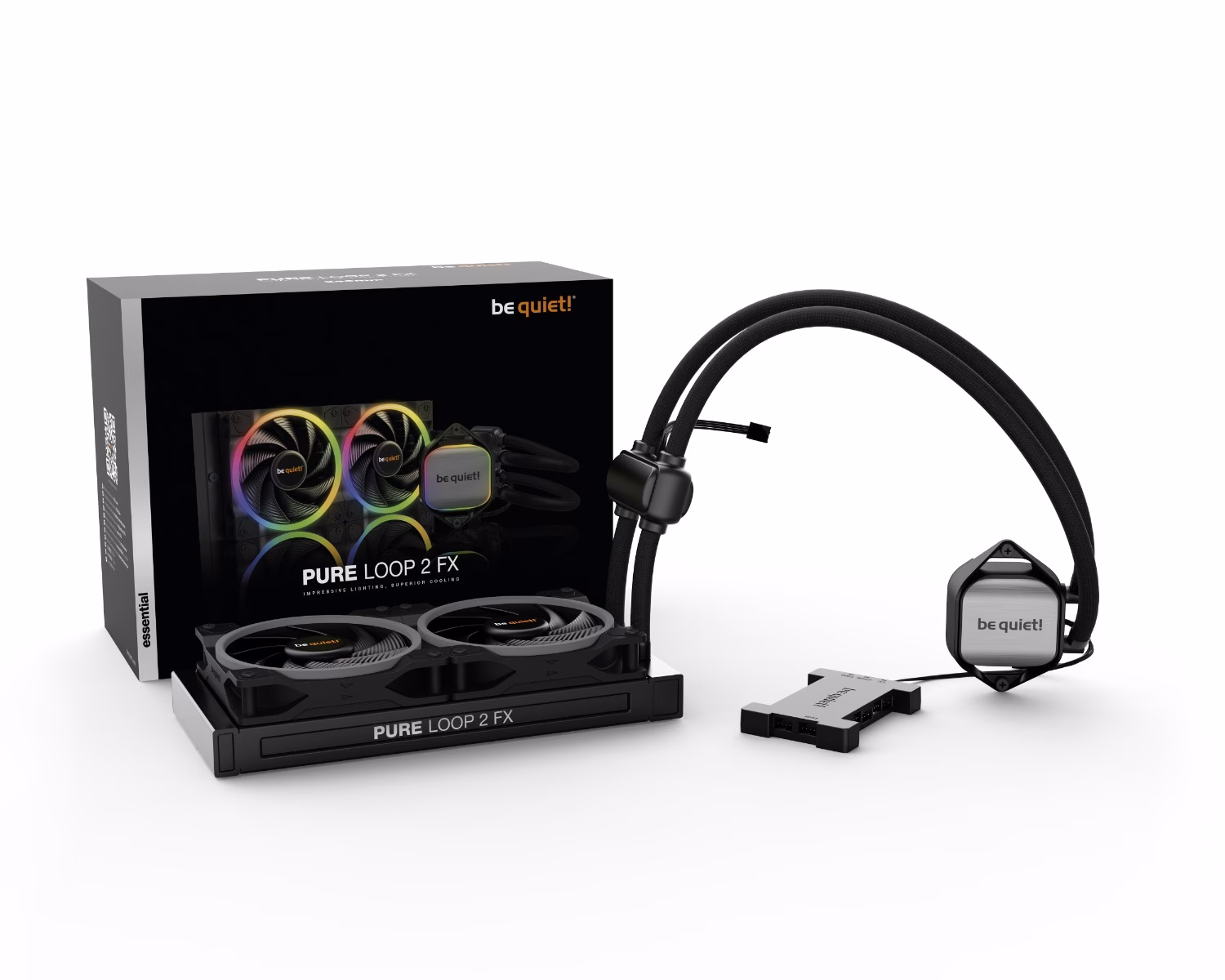 Be Quiet! Pure Loop 2 FX 240mm aRGB AIO CPU Liquid Cooler, 2x Light Wings 120mm PWM High-Speed Fans, 5500 RPM Pump Speed, 2500 RPM Fan Speed, Up to 88.86 CFM Airflow, Black | BW013 thumbnail 4