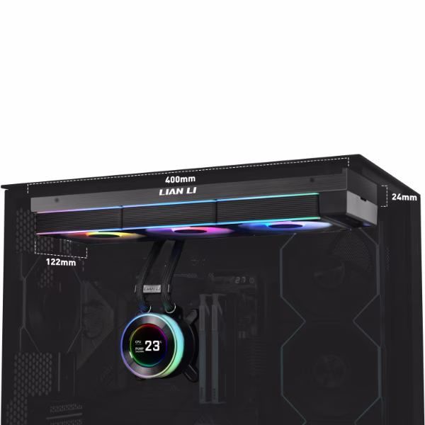 Lian Li Hydroshift II 360 CL RGB Liquid CPU Cooler - 360mm AIO - 3X 120 RGB Fans - 2.1” IPS LCD Screen - 3 Control Mode - Flexible Tubes Clamp - LGA 1851/1700, AMD AM5/AM4 - Black (HS2LCD36RB) | GHS2LCD36RB thumbnail 3