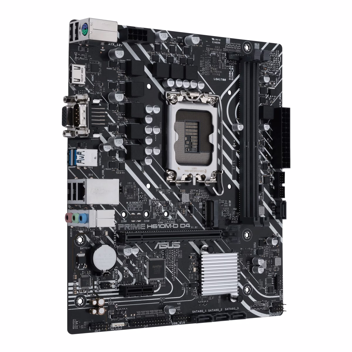 Asus Prime H610M-D D4 Mic ATX Motherboard, LGA 1700 Socket, DDR4 Support, PCIe 4.0, M.2 Slot, 1Gb Ethernet, HDMI, D-Sub, USB 3.2 Gen, SATA 6 Gbps, COM Port, LPT / RGB Header | 90MB1A00-M0EAY0 thumbnail 4