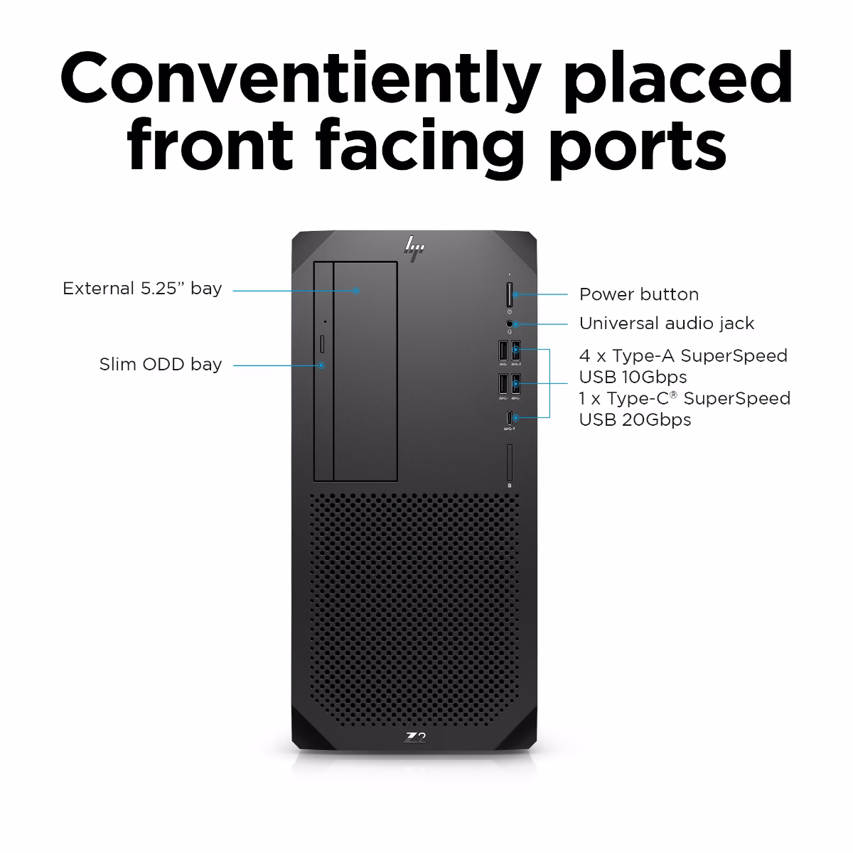 HP Z2 G9 Tower Workstation, Intel Core i9-14900K CPU, 16GB DDR5 RAM, 1TB NVMe M.2 SSD, Win 11 Pro, Black, 3 year Warranty | 4N3U8AV  hp i9 workstation thumbnail 3