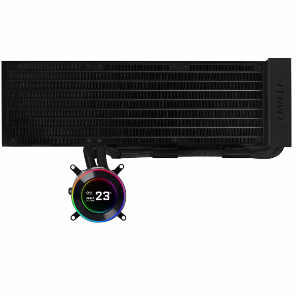 Lian Li HydroShift II LCD-C 360N Black AIO Liquid Cooler, Fan Less Edition, 2.1" IPS LCD Display, Minimalist Tubing, 360mm Radiator | GHS2LCD36B thumbnail 2