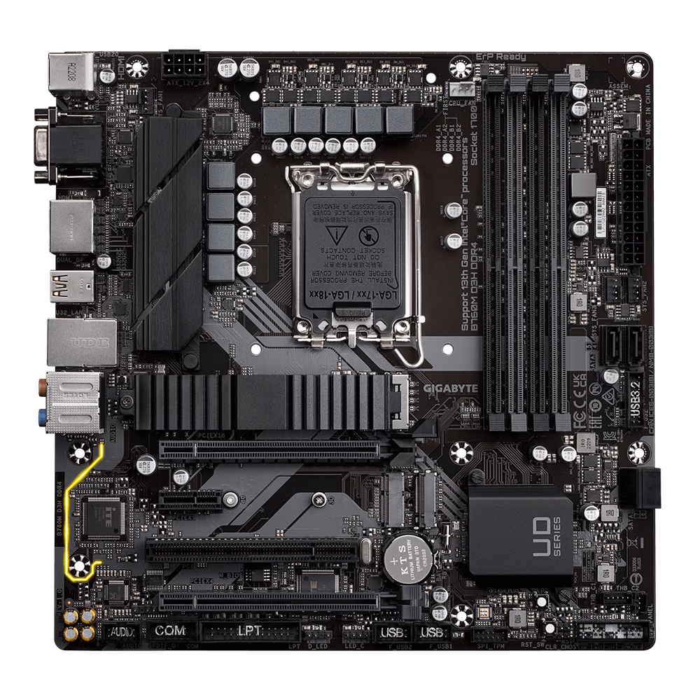 Gigabyte B760M D3H DDR4 LGA1700 Micro ATX Motherboard, Intel B760, 4x DDR4 DIMM, 128GB Max Memory, Intel 2.5GbE LAN, 1x PCI Exp 4.0x16, 1x D-Sub, 1x HDMI, 1x DP, 1x USB Type-C/3.2 | B760M-D3H-DDR4 thumbnail 4