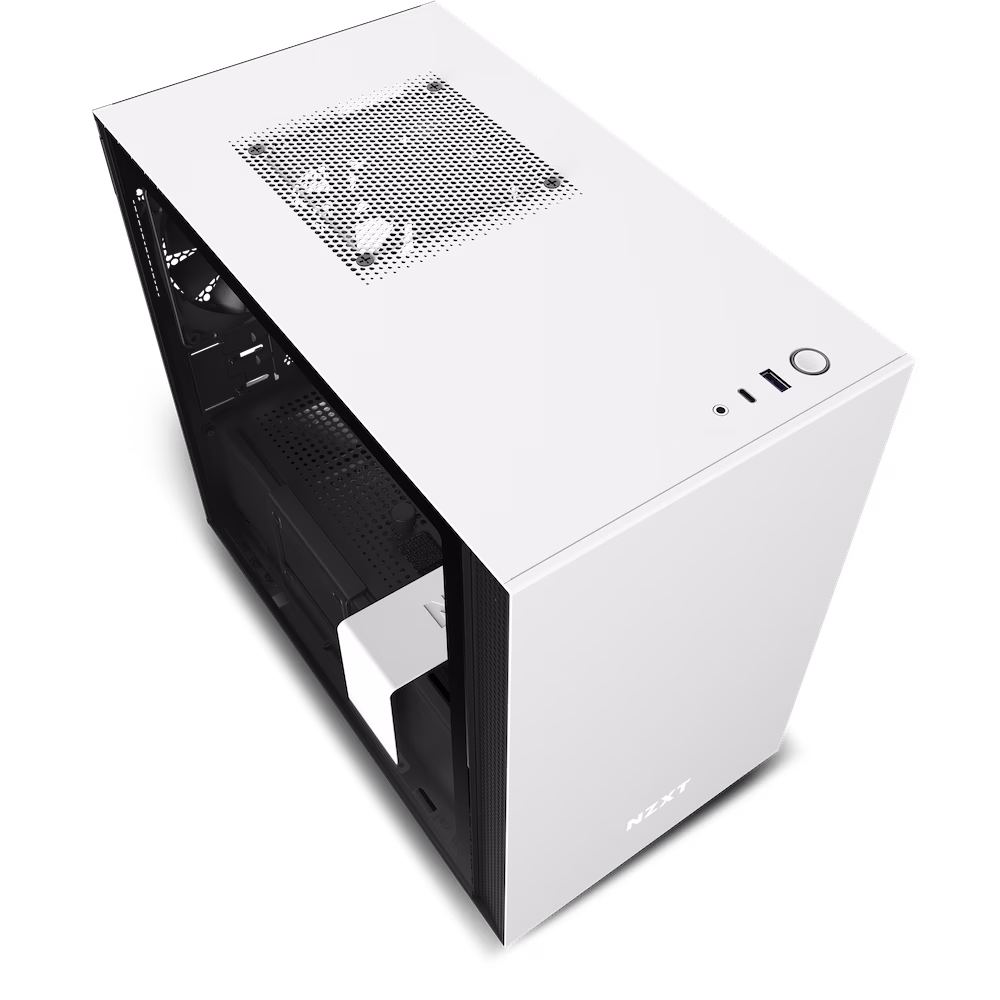  NZXT H210i Mini-ITX PC Gaming Case Front I/O USB Type-C Port Tempered Glass Side Panel Cable Management Water-Cooling Ready Integrated RGB Lighting Steel Construction - Black White | CA-H210i-W1 thumbnail 2