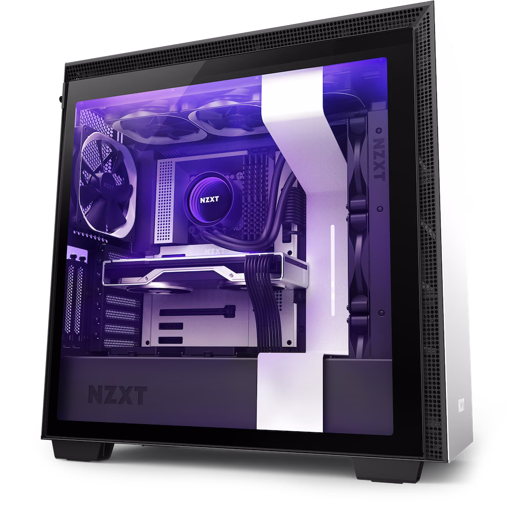 NZXT H710i ATX Mid Tower PC Gaming Case, Front I/O USB Type-C Port, Vertical GPU Mount, Integrated RGB Lighting, Water-Cooling Ready, White/Black | CA-H710i-W1 thumbnail 2