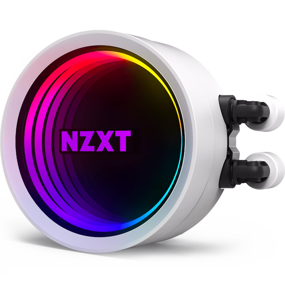Nzxt Kraken X53, All-In-One CPU Cooler with RGB Lighting, Intel/AMD, 240mm, 2x120mm RGB PWM Fans, CAM Control, RGB White | RL-KRX53-RW thumbnail 3