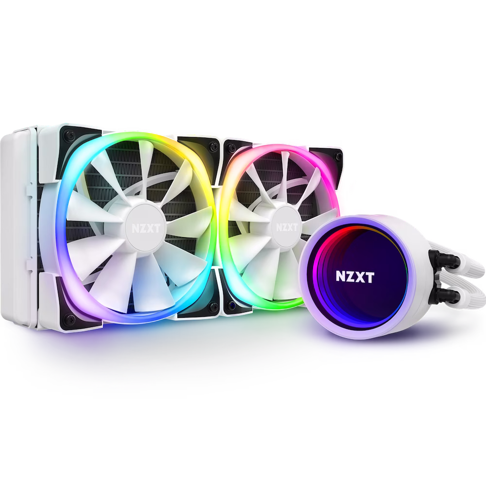 Nzxt Kraken X53, All-In-One CPU Cooler with RGB Lighting, Intel/AMD, 240mm, 2x120mm RGB PWM Fans, CAM Control, RGB White | RL-KRX53-RW thumbnail 2