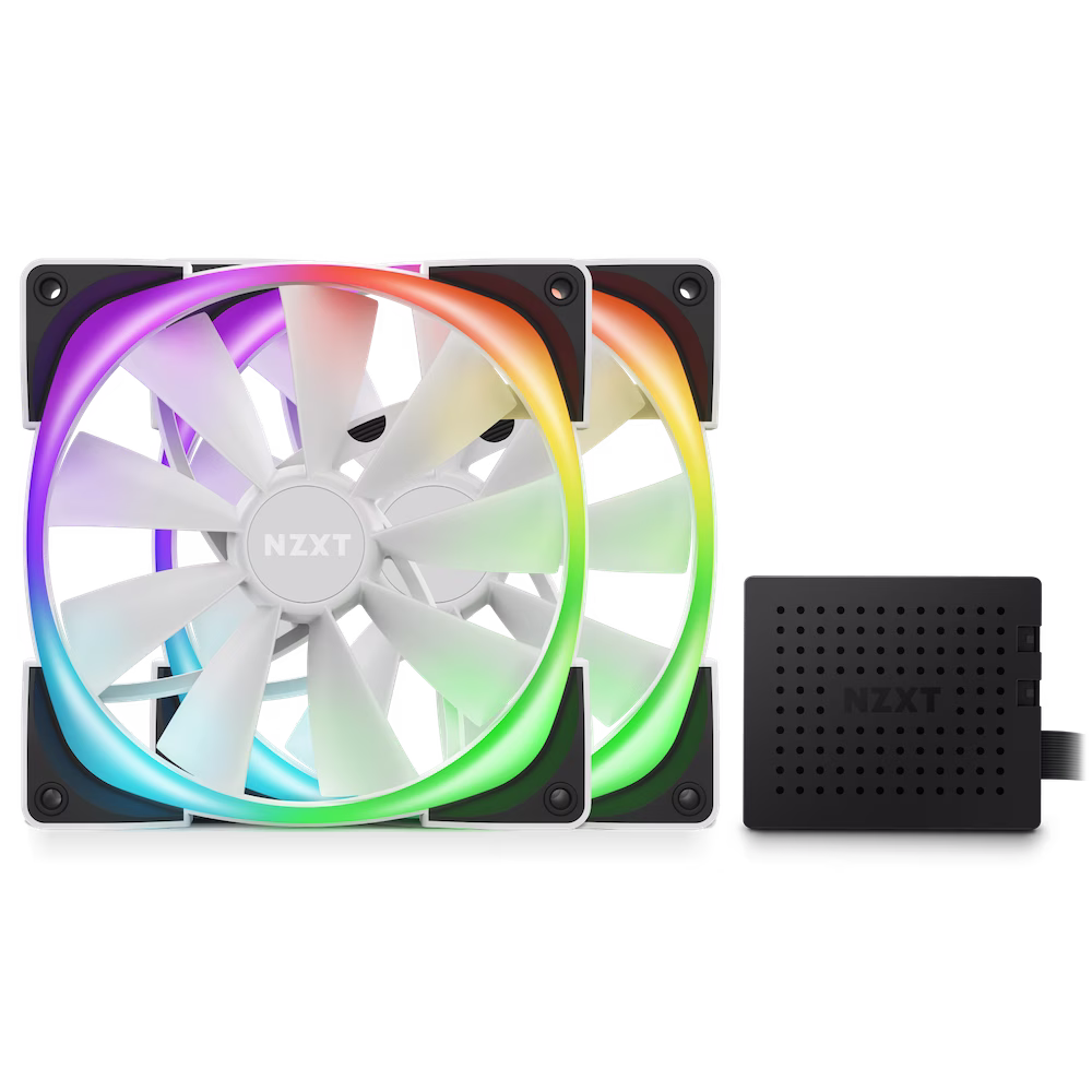 Nzxt Aer RGB 2 PWM 140mm Fan, Advanced Lighting Customizations, Winglet Tips, Fluid Dynamic Bearing, LED, Twin Fans, Lighting Controller Included, White | HF-2814C-DW thumbnail 4