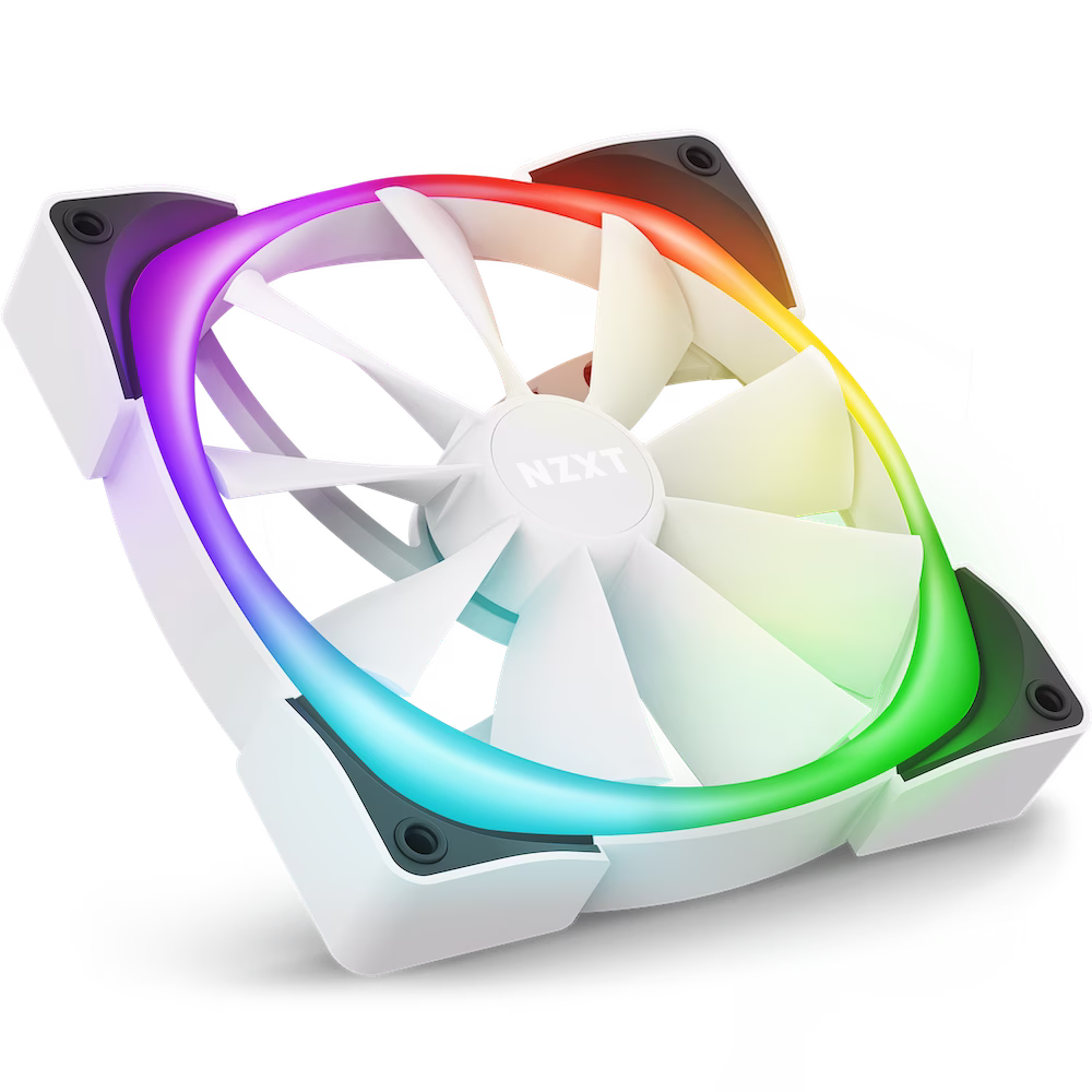 Nzxt Aer RGB 2 PWM 140mm Fan, Advanced Lighting Customizations, Winglet Tips, Fluid Dynamic Bearing, LED, Twin Fans, Lighting Controller Included, White | HF-2814C-DW – Buy Online