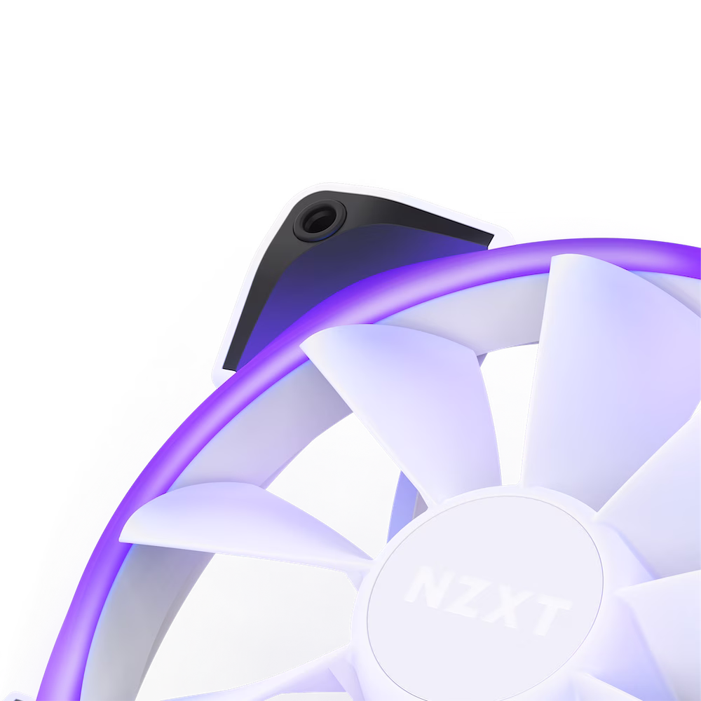 Nzxt Aer RGB 2 PWM 140mm Fan, Advanced Lighting Customizations, Winglet Tips, Fluid Dynamic Bearing, LED, Twin Fans, Lighting Controller Included, White | HF-2814C-DW thumbnail 3