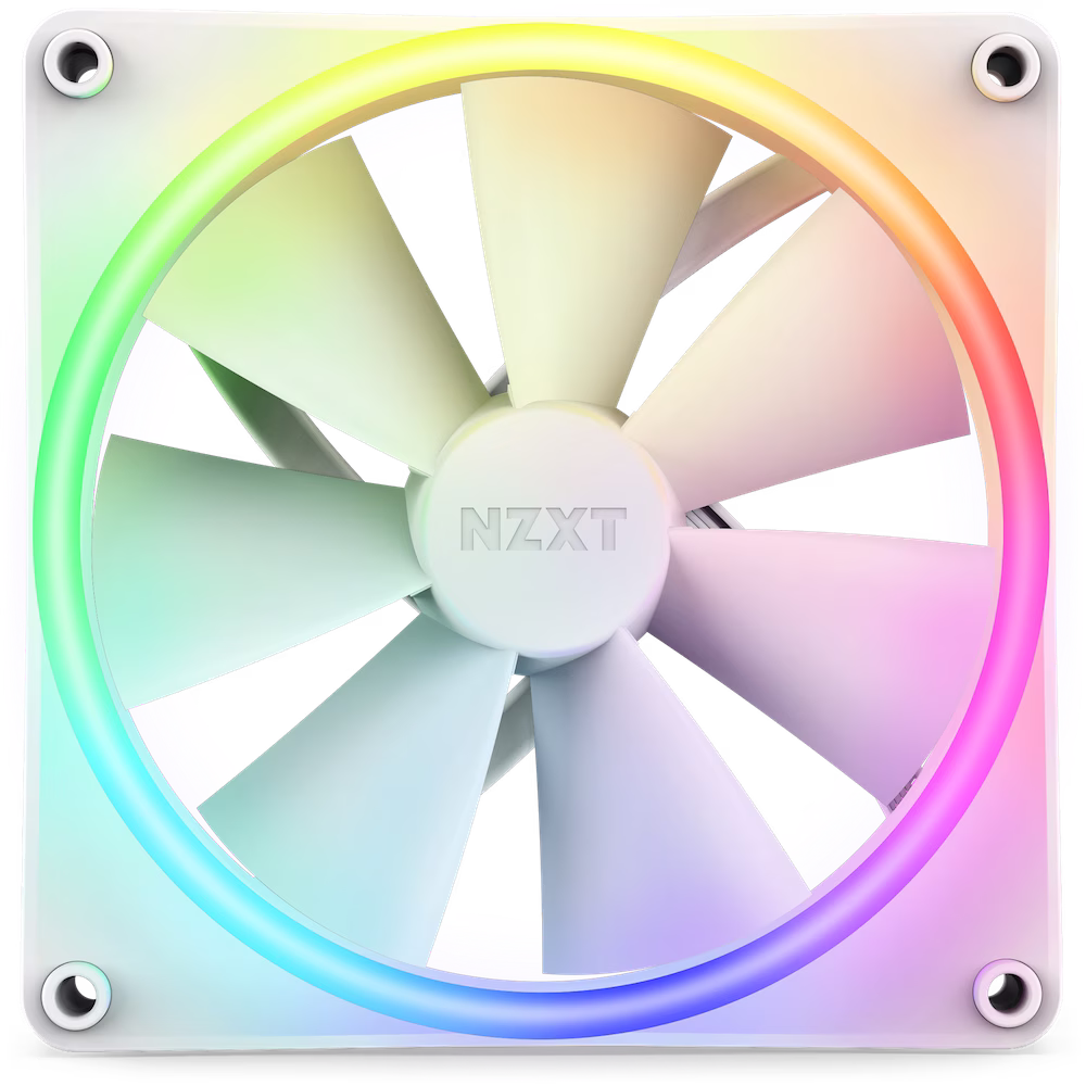  NZXT F140 RGB DUO 140mm Dual-sided RGB Fan with RGB Controller, Fluid Dynamic Bearing. RGB Lighting, Up to 1800 RPM Speed, 84.75 CFM Airflow, Quiet and Cool, Twin Pack, White | RF-D14SF-W1 – Buy Online