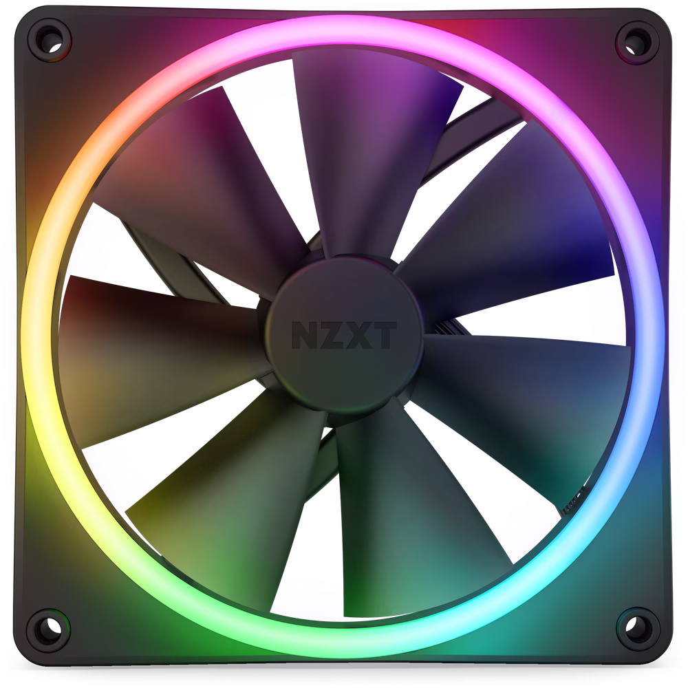 NZXT F140 RGB DUO 140mm Dual-sided RGB Fan, Fluid Dynamic Bearing, RGB Lighting, Up to 1800 RPM Speed, 84.75 CFM Airflow, Quiet and Cool, Black | RF-D14SF-B1 thumbnail 2