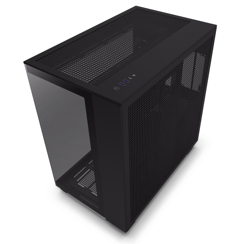 NZXT H9 Flow Dual-Chamber Mid-Tower ATX Gaming PC Case, High-Airflow Top Panel, Temp Glass Front & Side, Up to 360mm Radiator & 10x 120mm Fans Support, USB 3.2 Type-C & A Ports, Black | CM-H91FB-01 thumbnail 2