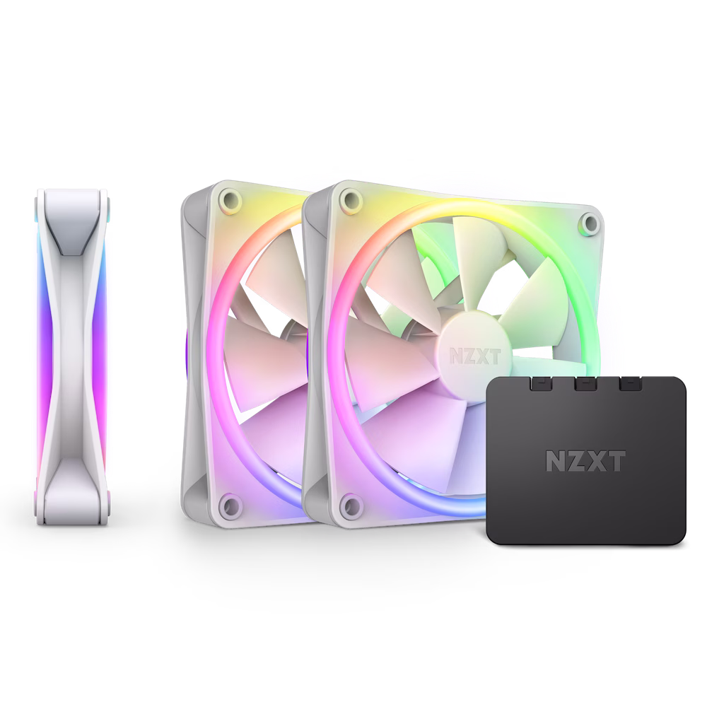 NZXT F120 RGB Duo Triple Pack Fan, 120mm Size, With RGB Controller, 20 Individually Addressable LEDs, Balanced Airflow & Static Pressure, Fluid Dynamic Bearing, 500-800 RPM Speed, White | RF-D12TF-W1 thumbnail 3