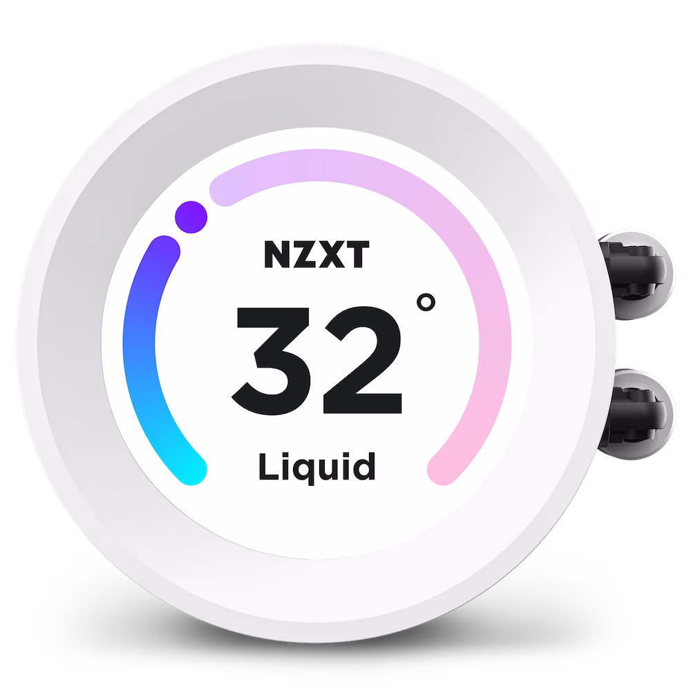 NZXT Kraken Elite 360 RGB AIO Liquid CPU Cooler, 360mm Alumnum Radiator, 2.36" LCD Display, 3x 120mm PWM Fans, 1800 RPM Fan Speed, 78.86 CFM Airflow, 15.7" Nylon Rubber Tubing, White | RL-KR36E-W1 image